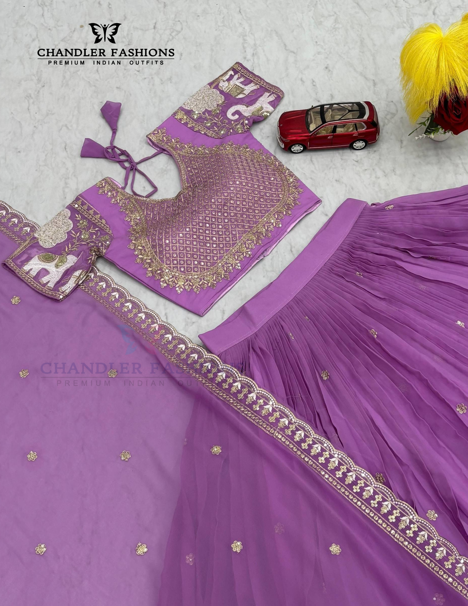 Purple Color Georgette Embroidery Work Lehenga Choli With Dupatta In Suncity