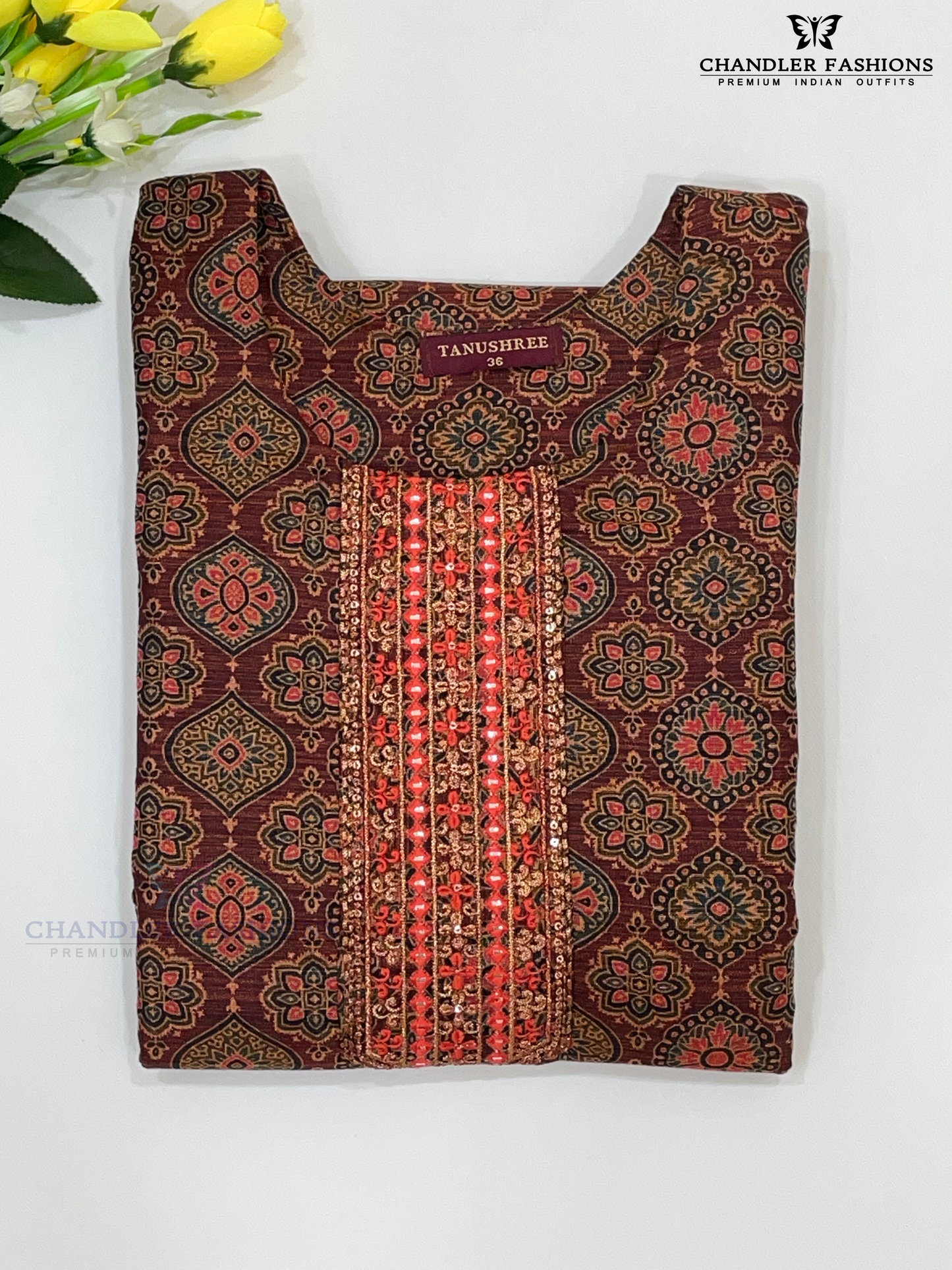 Pleasing Brown Color Kurti With Zari Embroidery And Sequins Work In Chandler