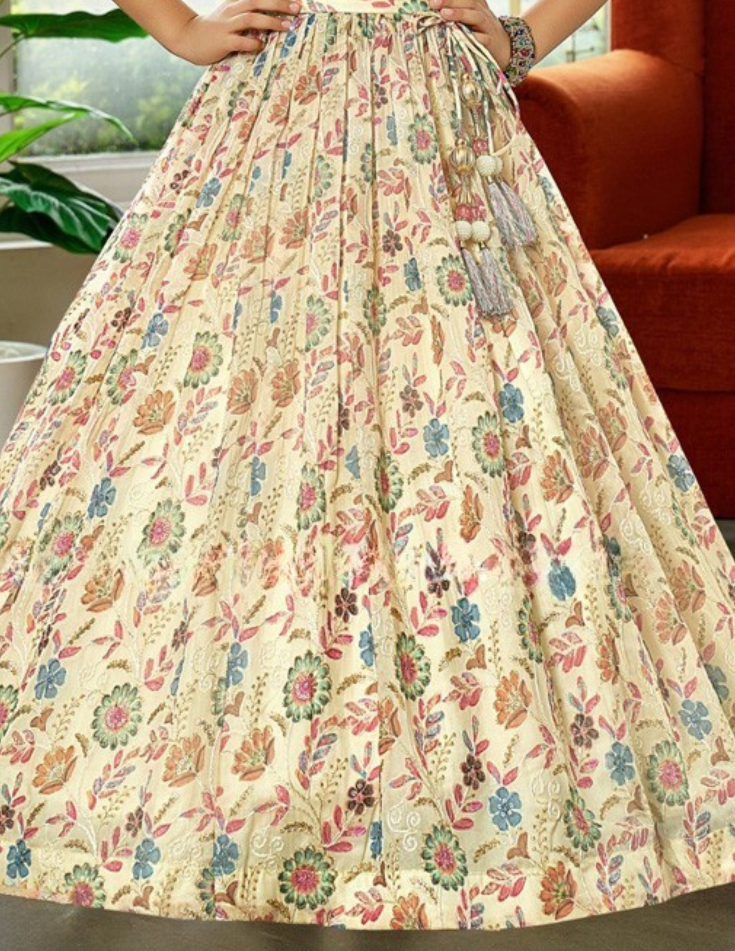 Lovely Cream Color Silk Zari And Sequins Work Choli Set In USA