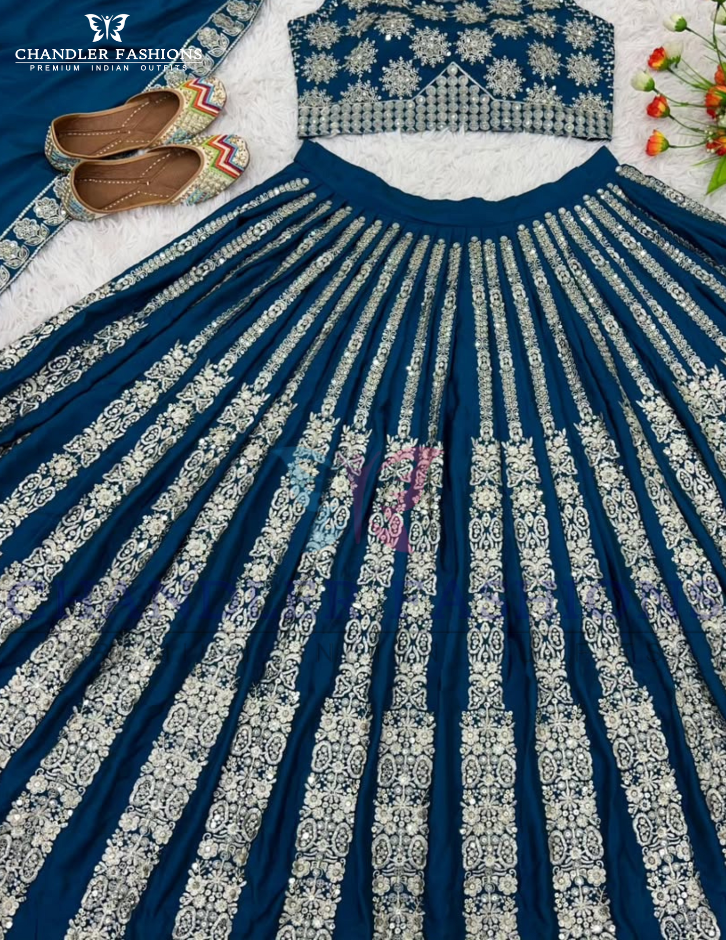 Elegant Blue Color Lehenga Choli in USA