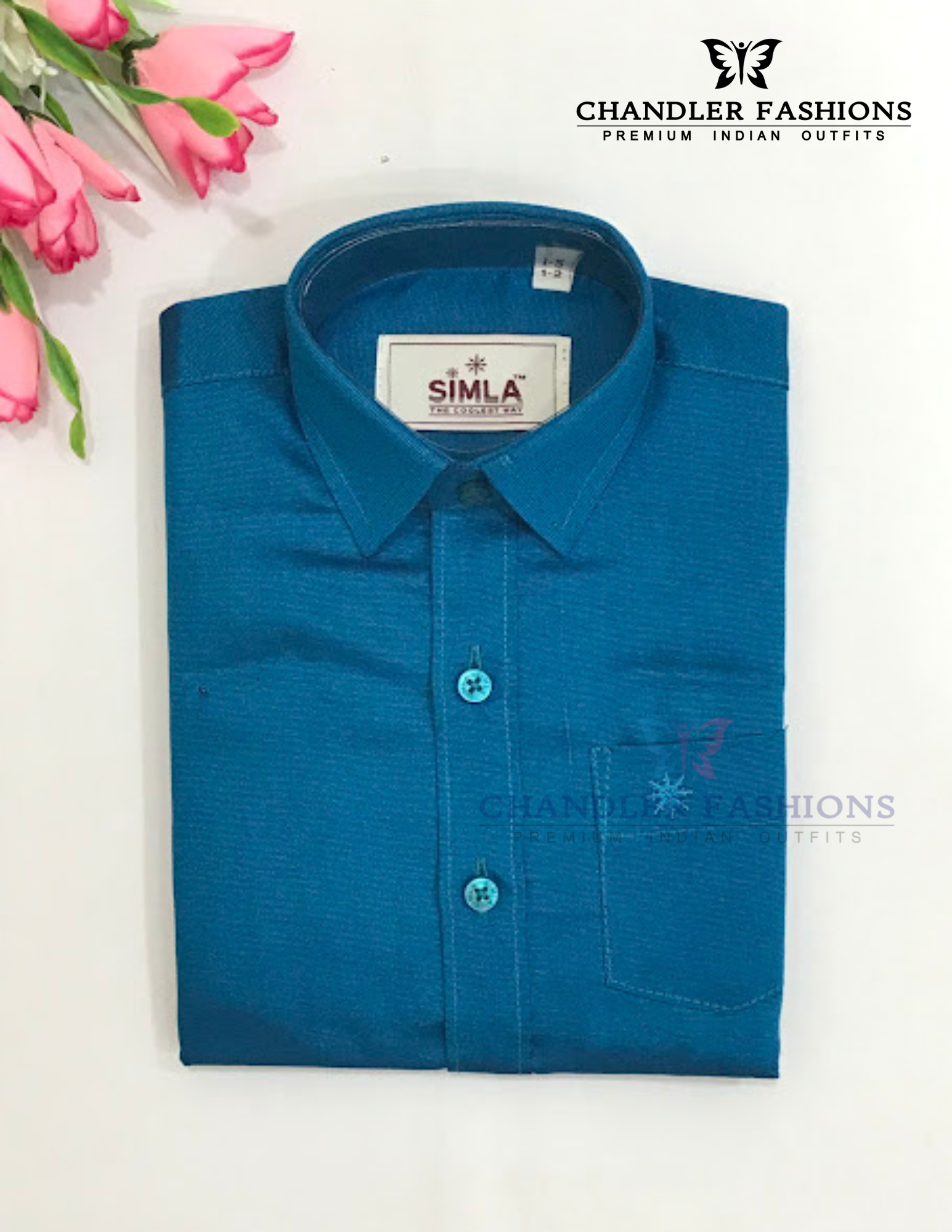 Blue Color Cotton Shirt With Tissue Zari Work Dhoti Set In USA