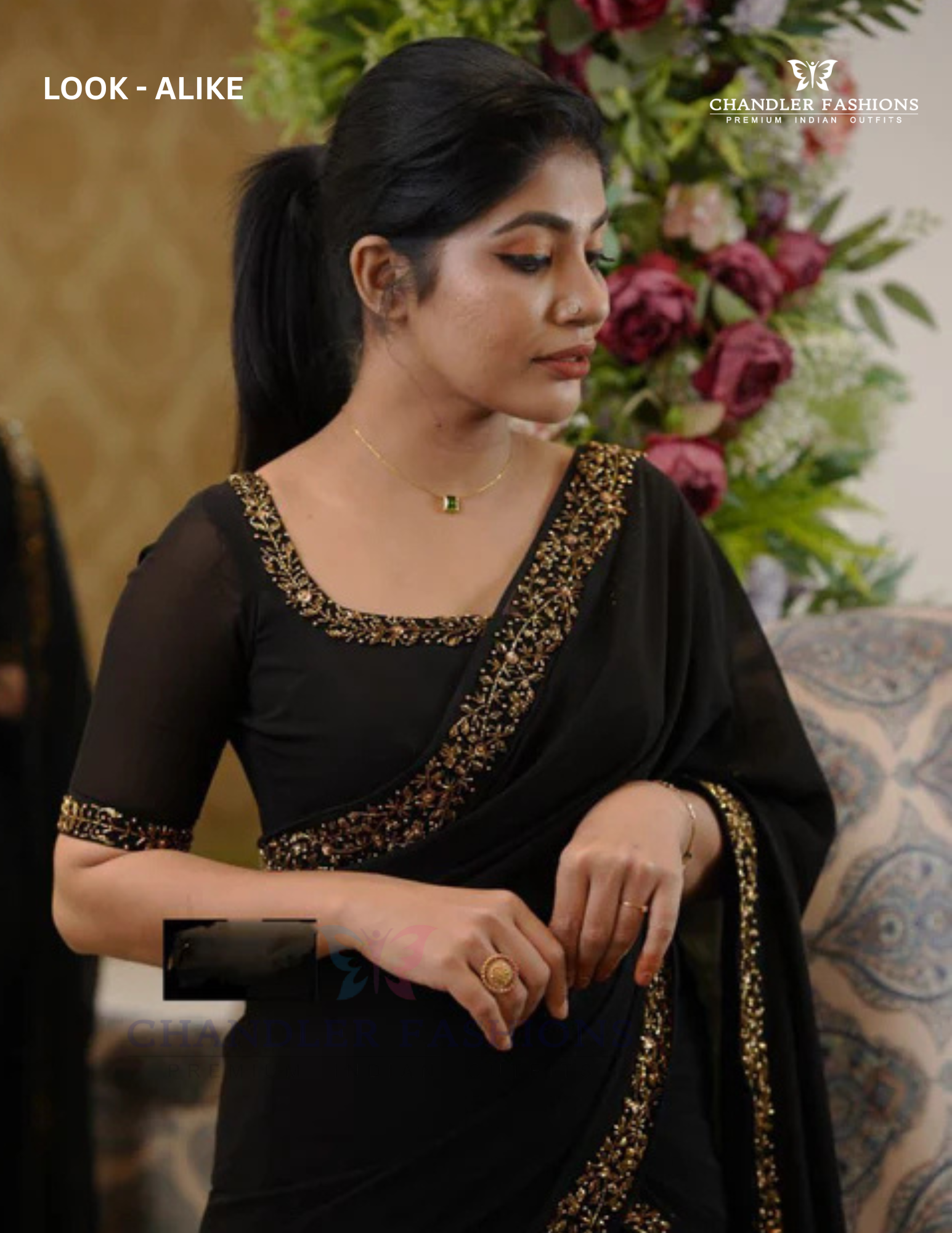 Black Color Ready To Wear One Minute Georgette Embroidery Gown Saree In USA