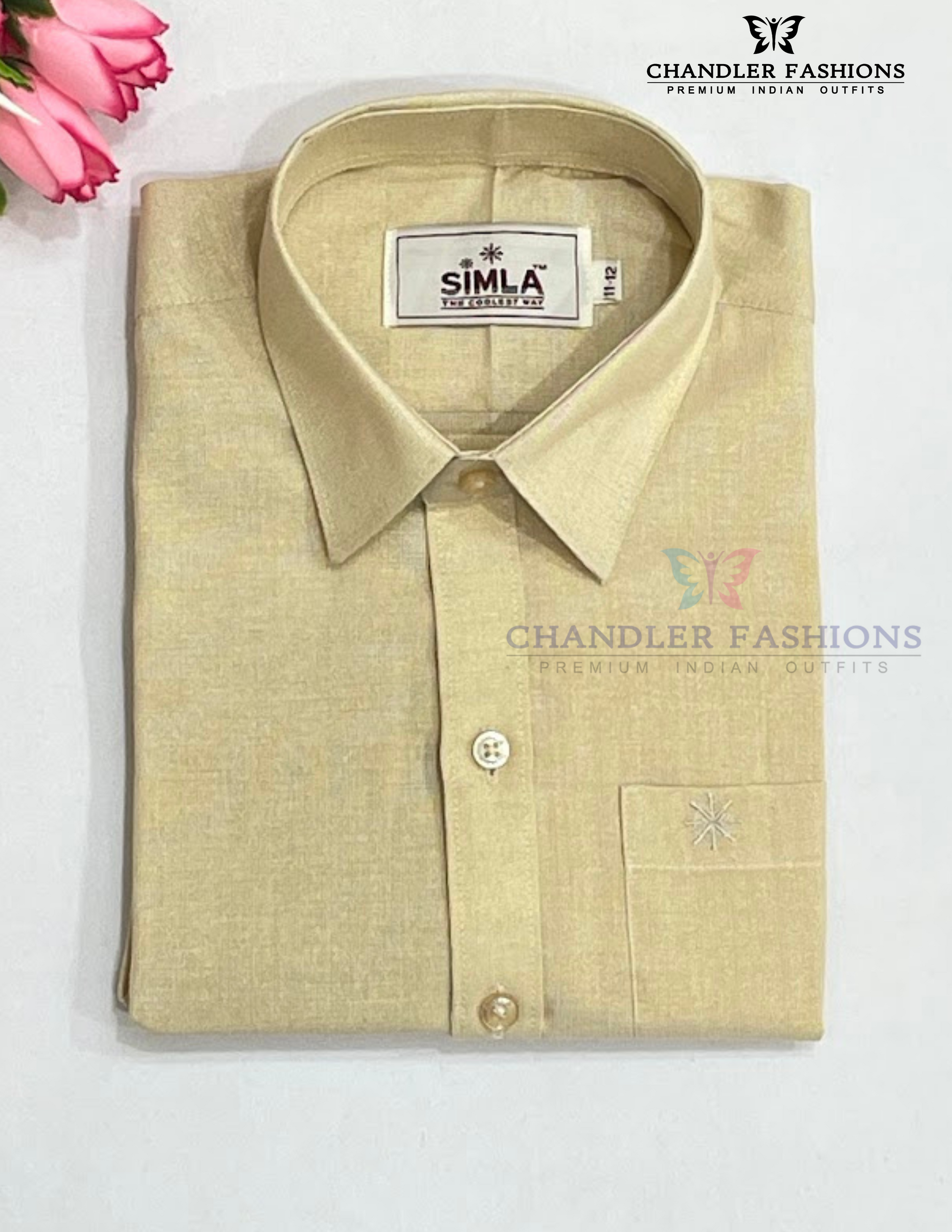 Pretty Sandal Color Cotton Shirt With Tissue Zari Work Dhoti Set In USA