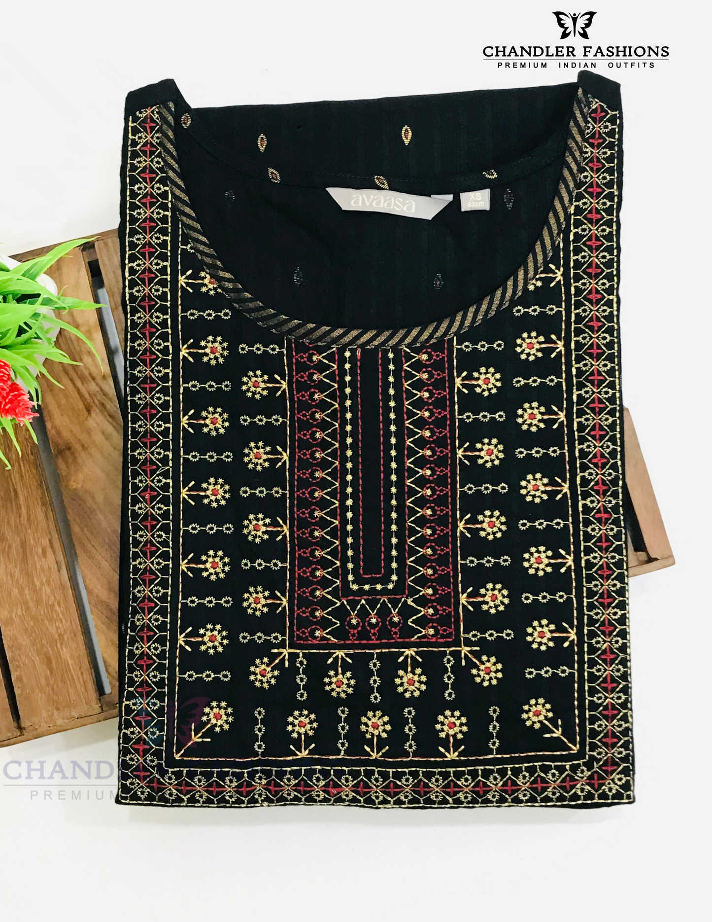 Black Color Cotton Kurti With Embroidary Work In Suncity