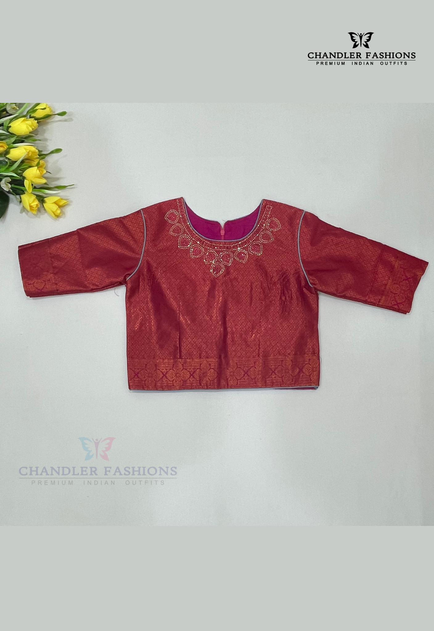 Elegant Dark Pink Colored Silk Choli Sets With Stone Work In USA