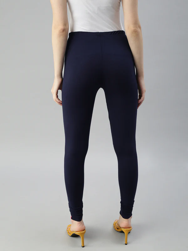 Cotton Dark Blue Solid Women Leggings Near Me