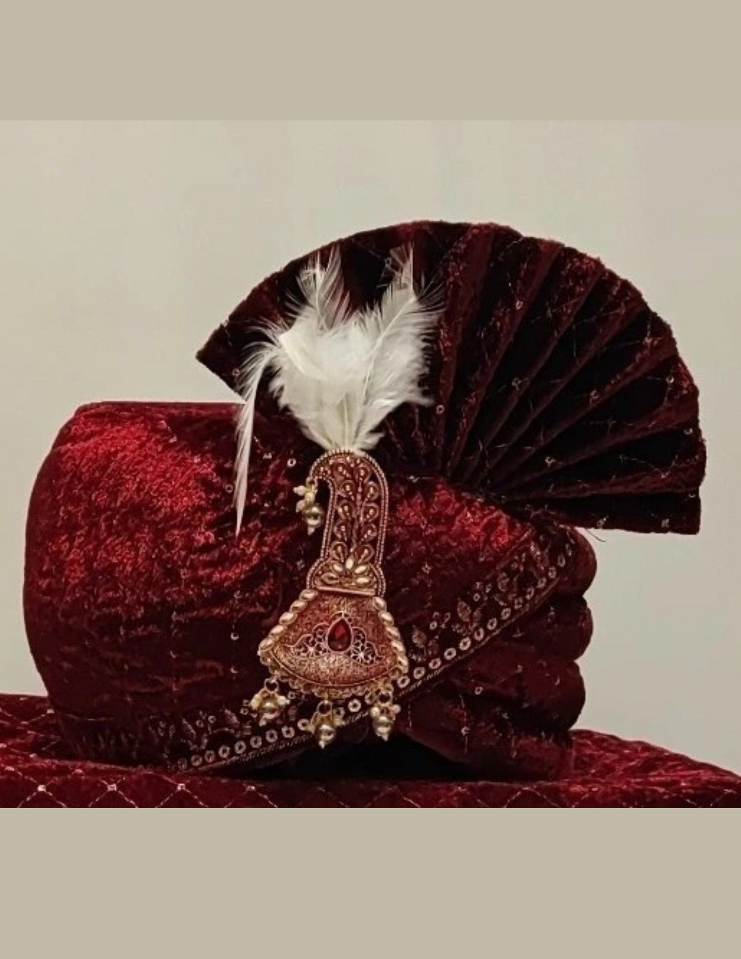 Wedding Turban With Sequins And Beads Work Near Me