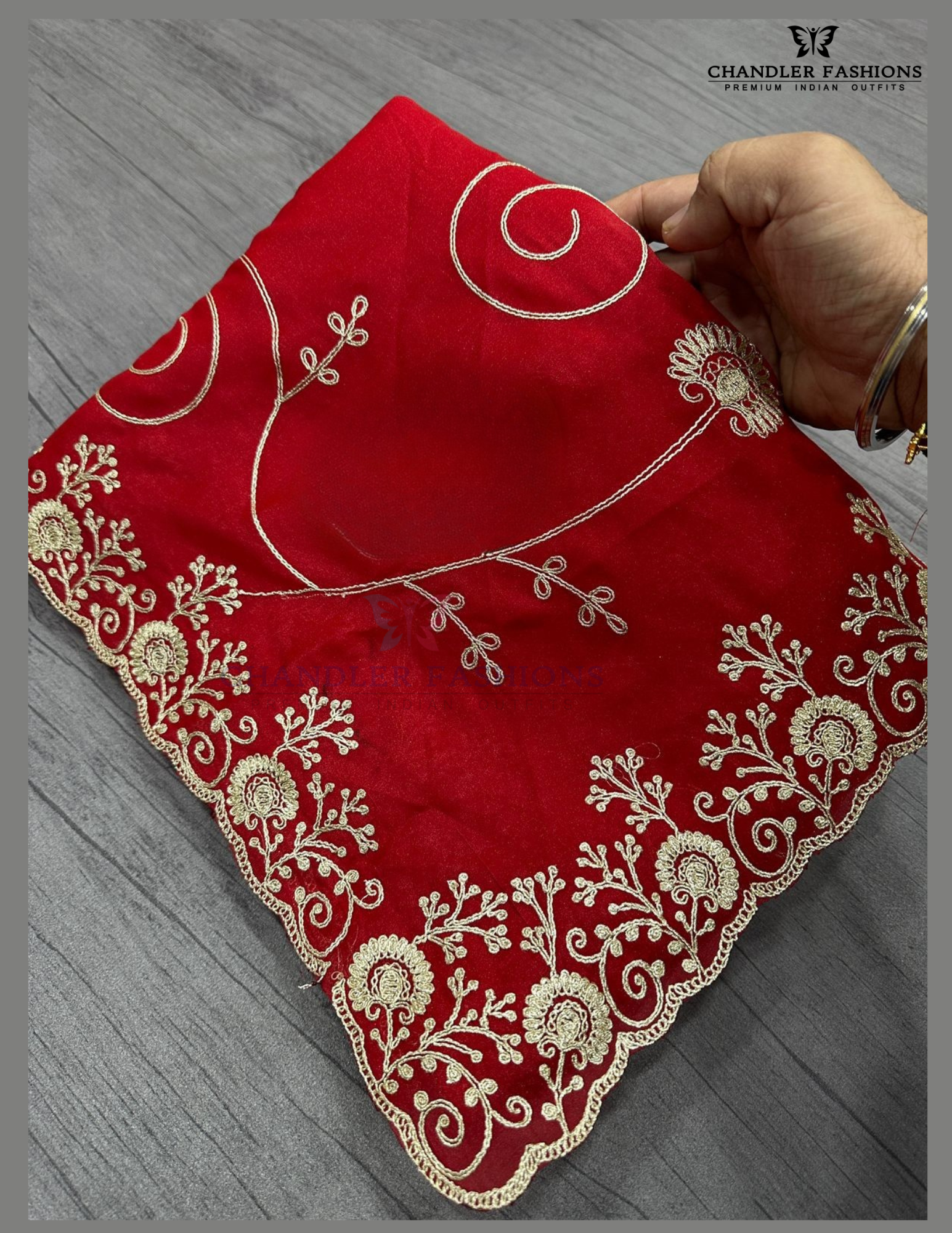 Red Color Georgette With Embroidered Work Saree Near Me