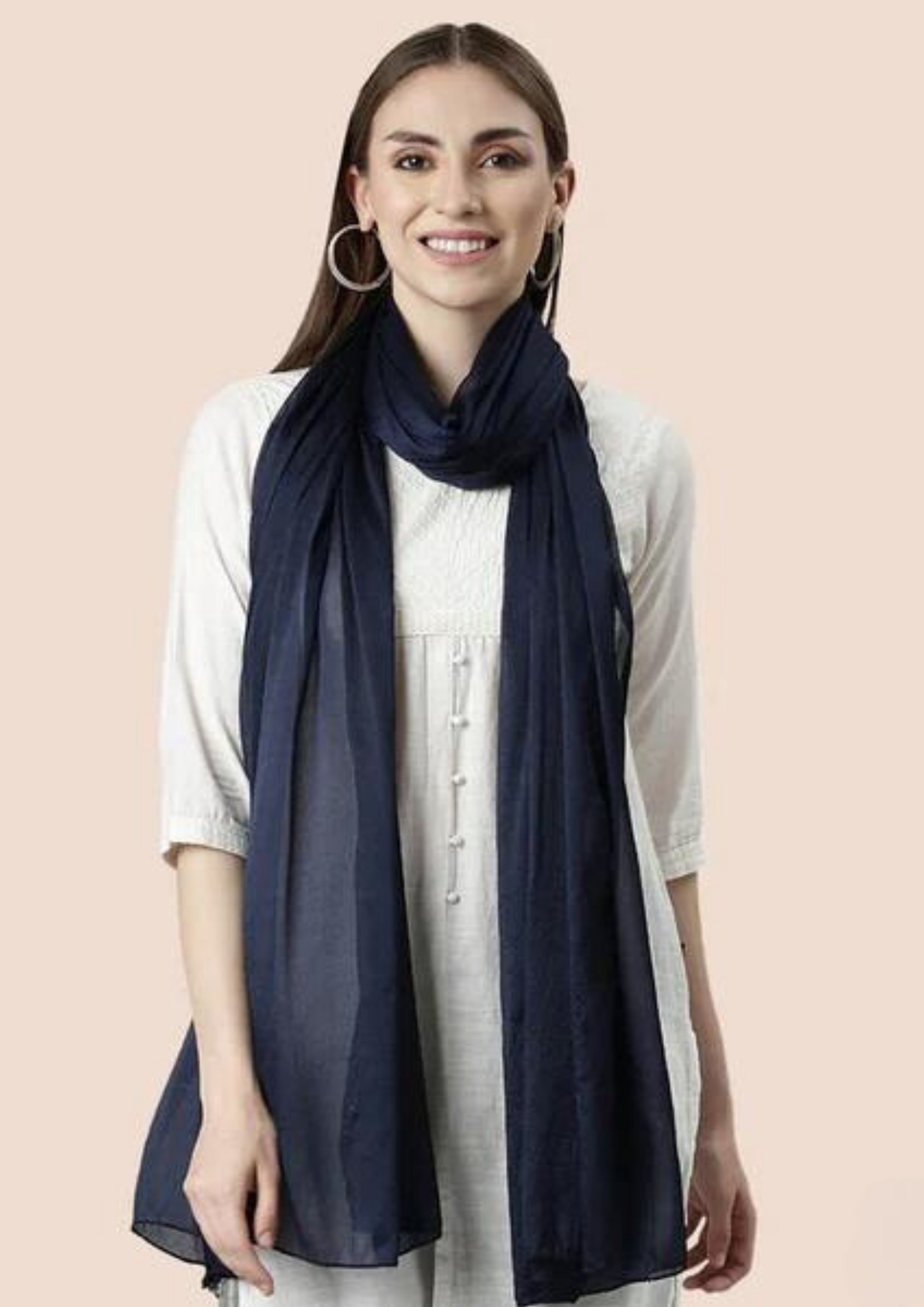 Pleasing Blue Color Nylon Dupatta For Women Near me
