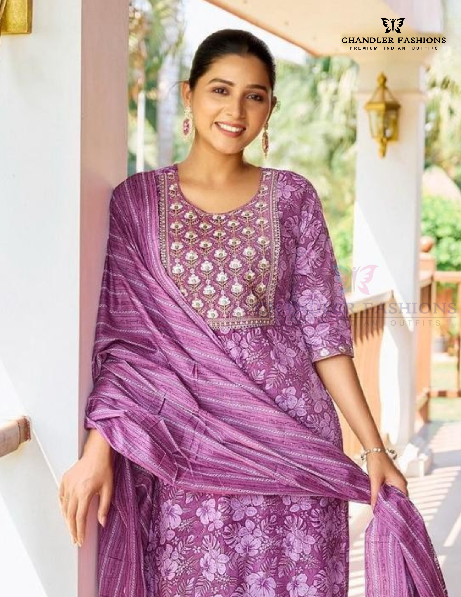 Purple Printed Salwar Suits With Dupatta Set Near Me