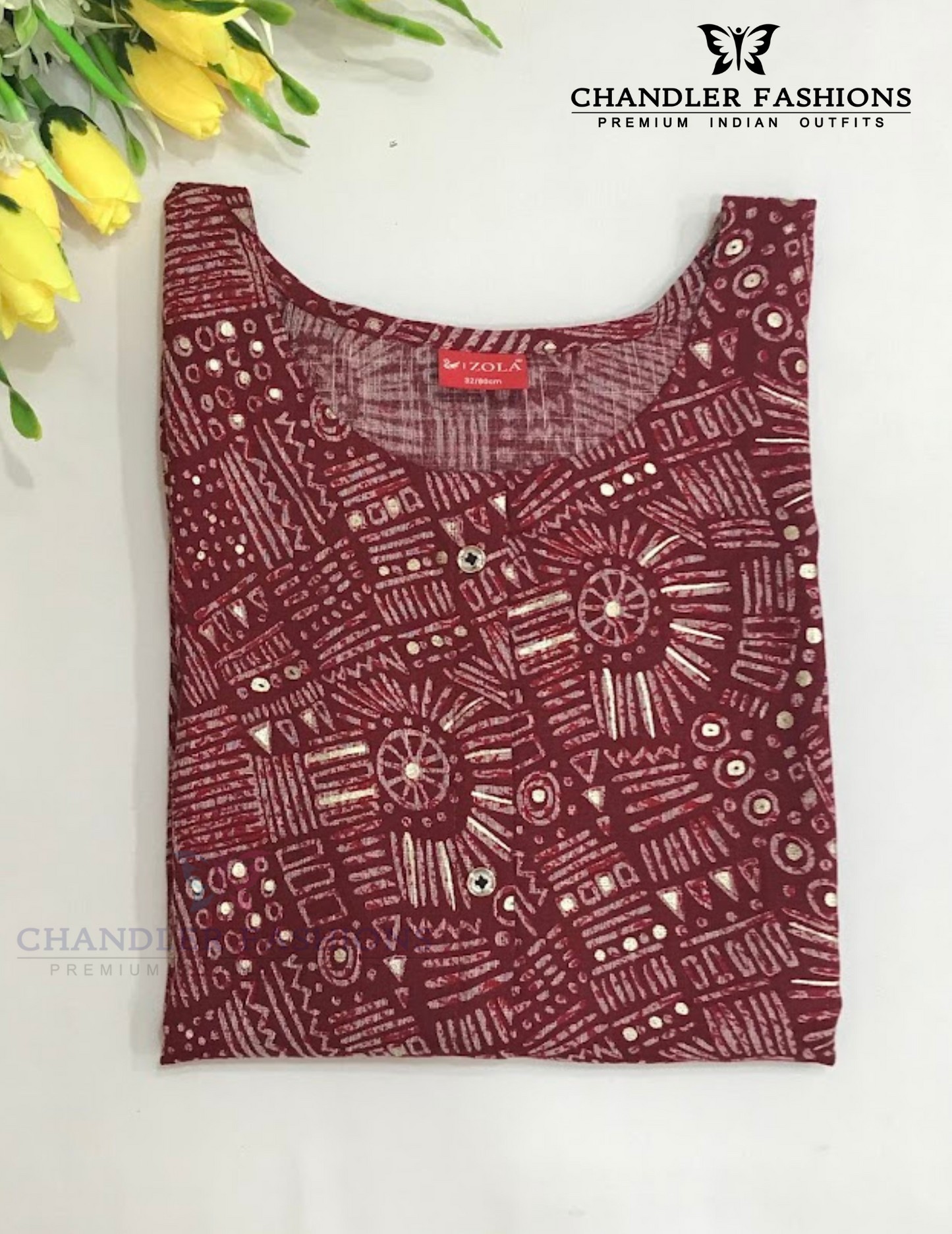 Beautiful Maroon Color Rayon With Printed Work Kurti For Girls Near Me