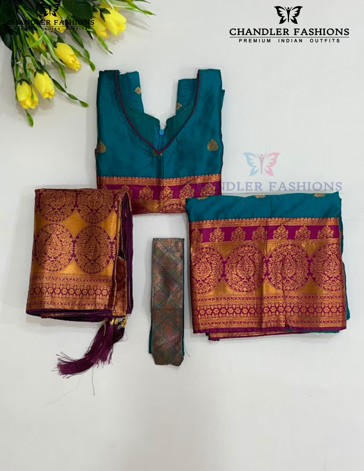 Stunning Green Color With Zari Work Choli Set In USA