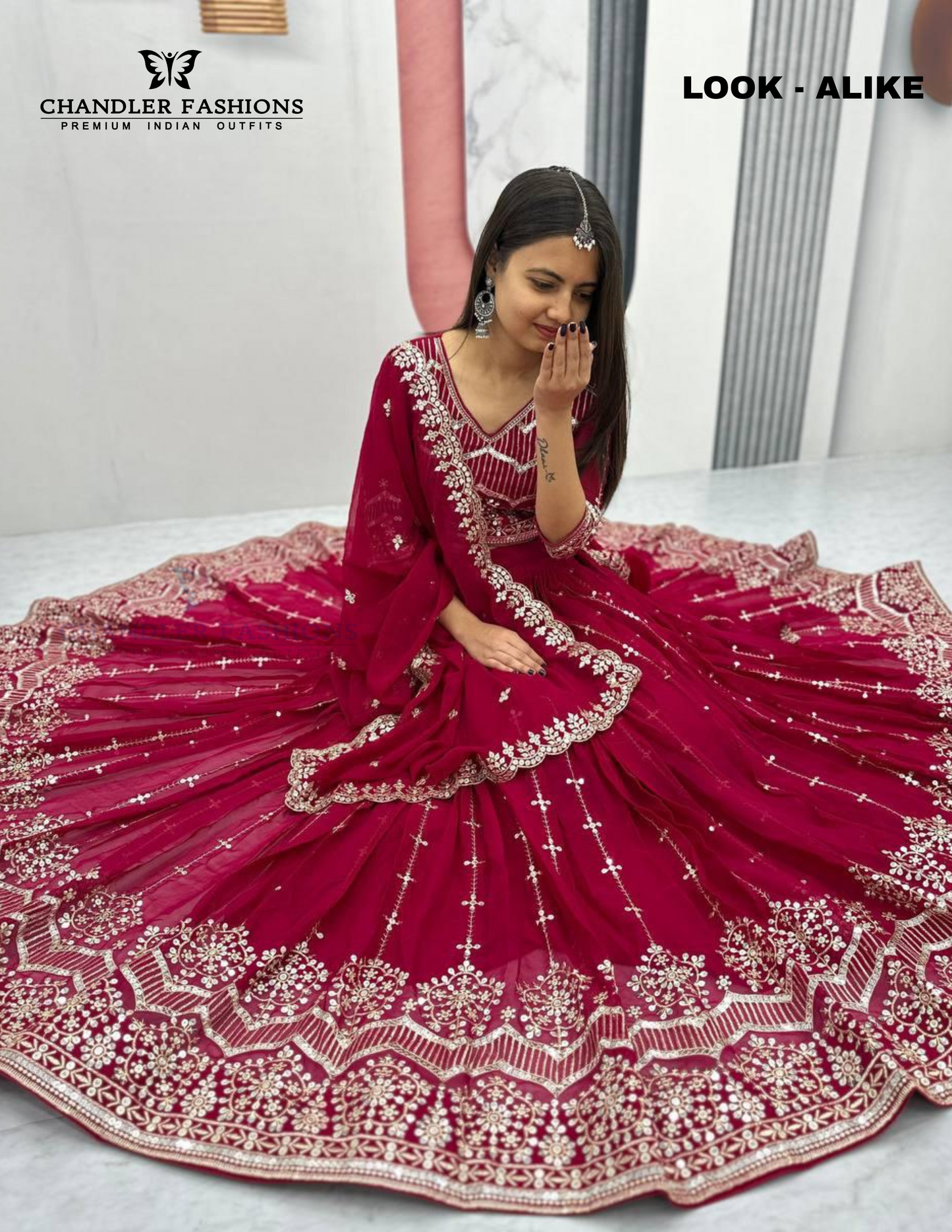 Exquisite Red Color Georgette Lehenga Choli With Embroidery Work In USA