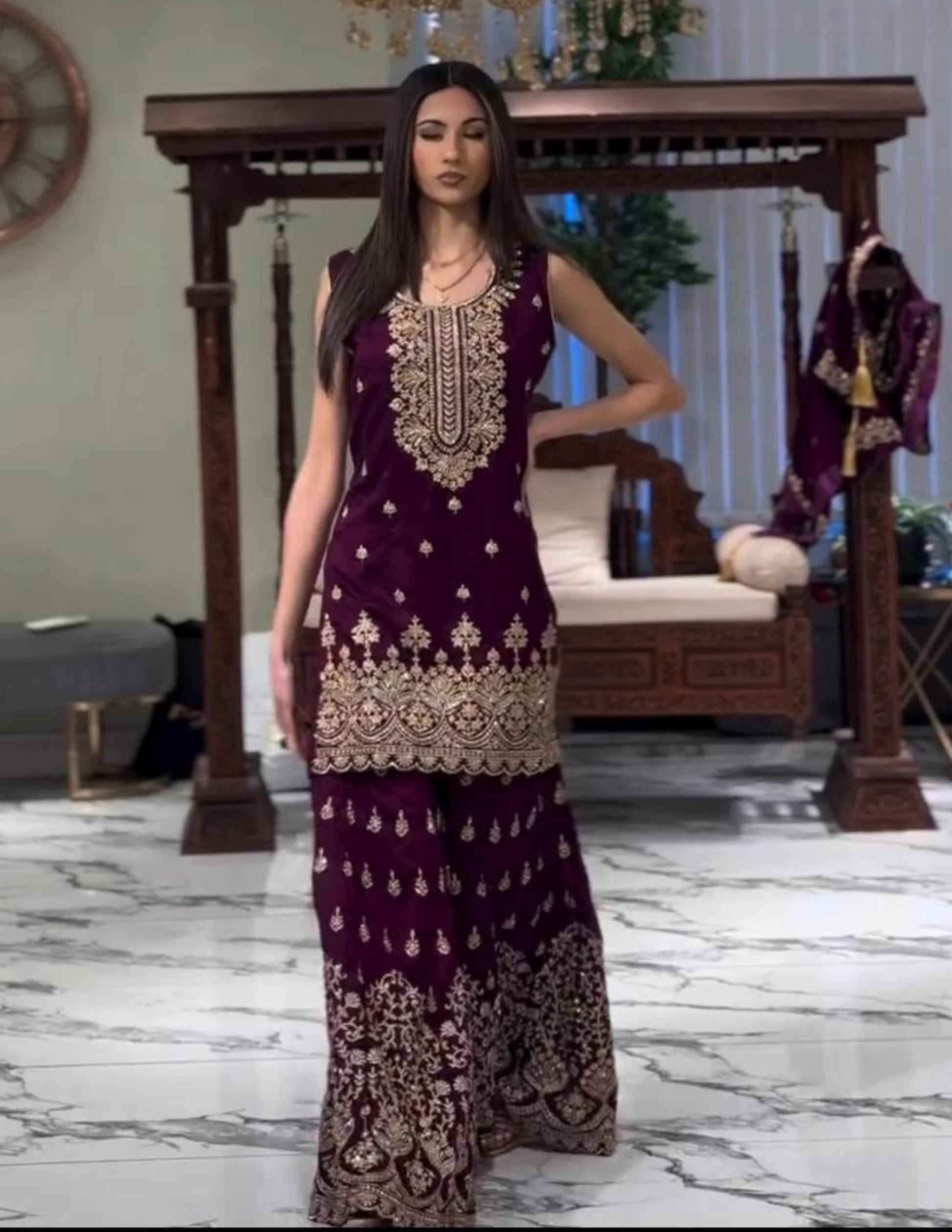 Faux Georgette Embroidery Sequins Work For Women Near Me