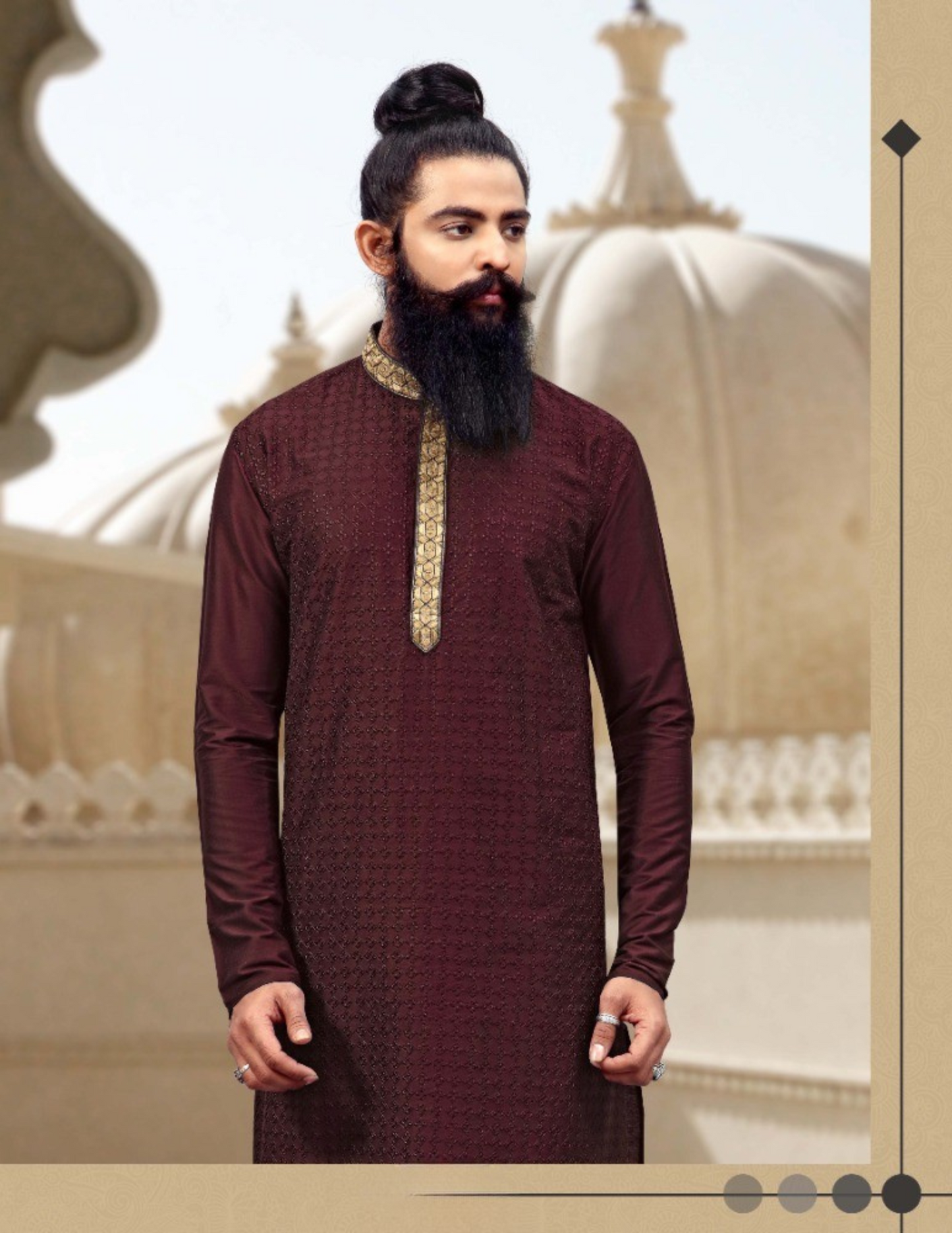 Beautiful Maroon Color Neck Pajama Set For Men's Kurta Near Me