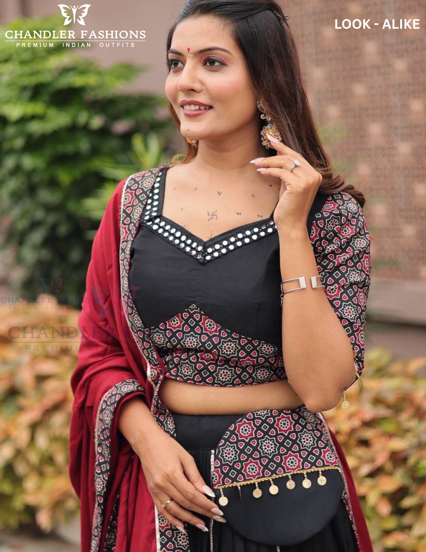 Black Cotton Garba Lehenga Choli In USA