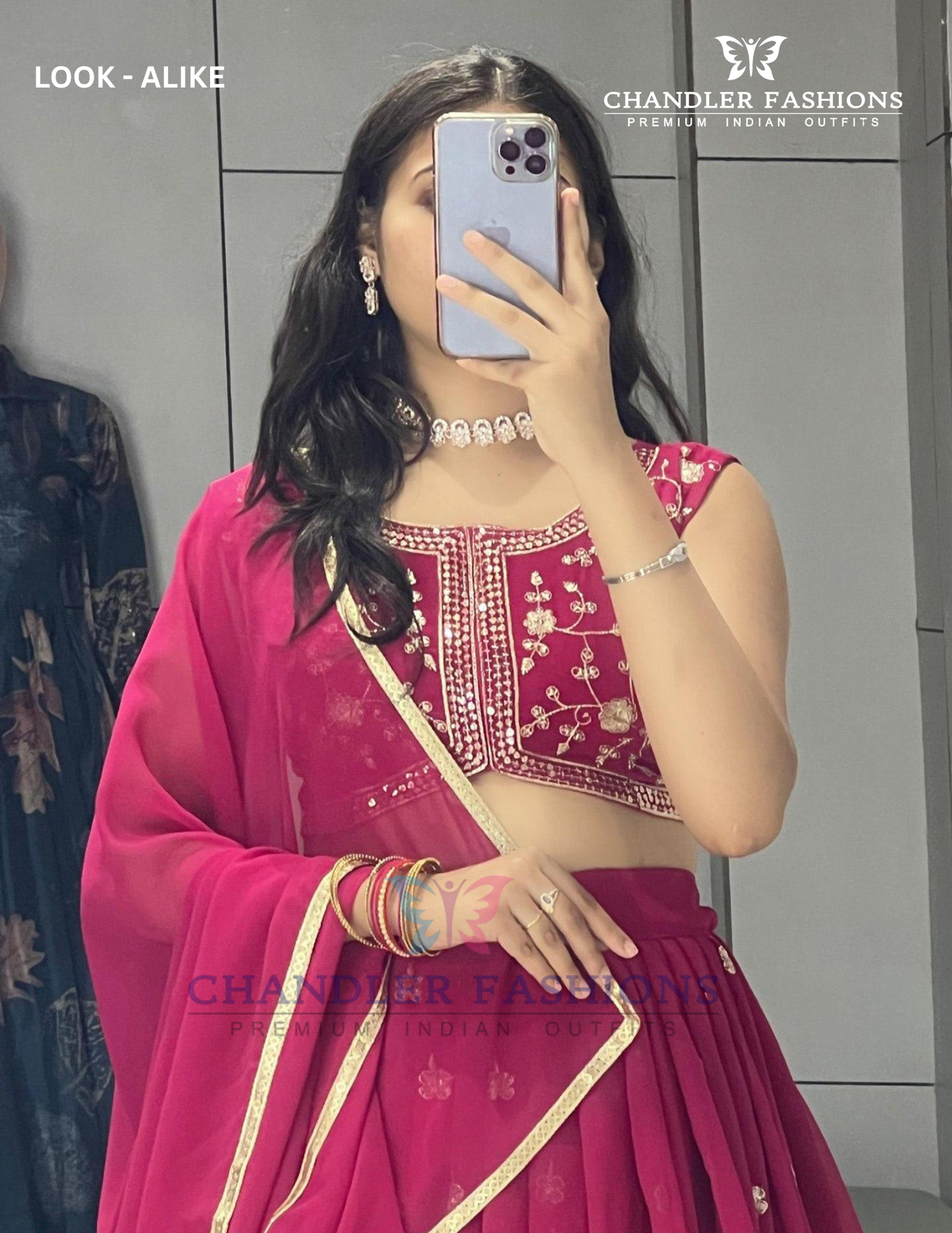 Pink Color Embroidery Work Lehenga Choli In USA