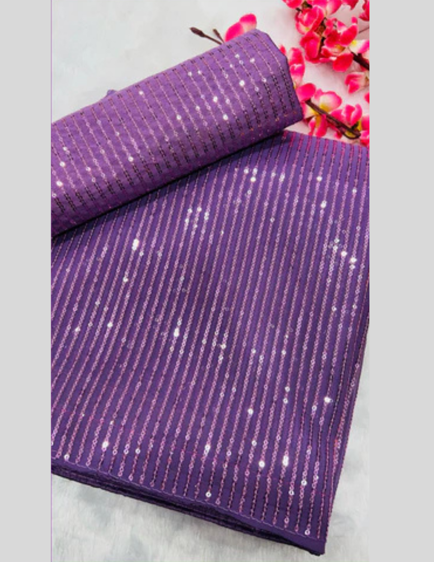 Heavy Georgette Sequins Embroidery Work Saree In USA