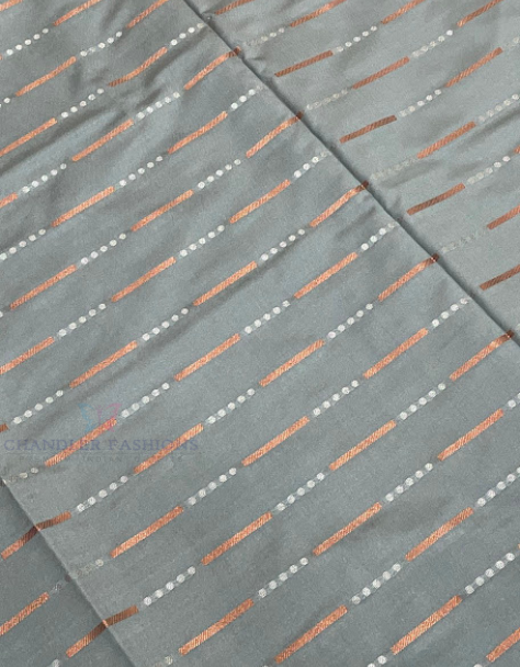 Gray Color Soft Silk Saree With Contrast Rich Pallu In Surprise