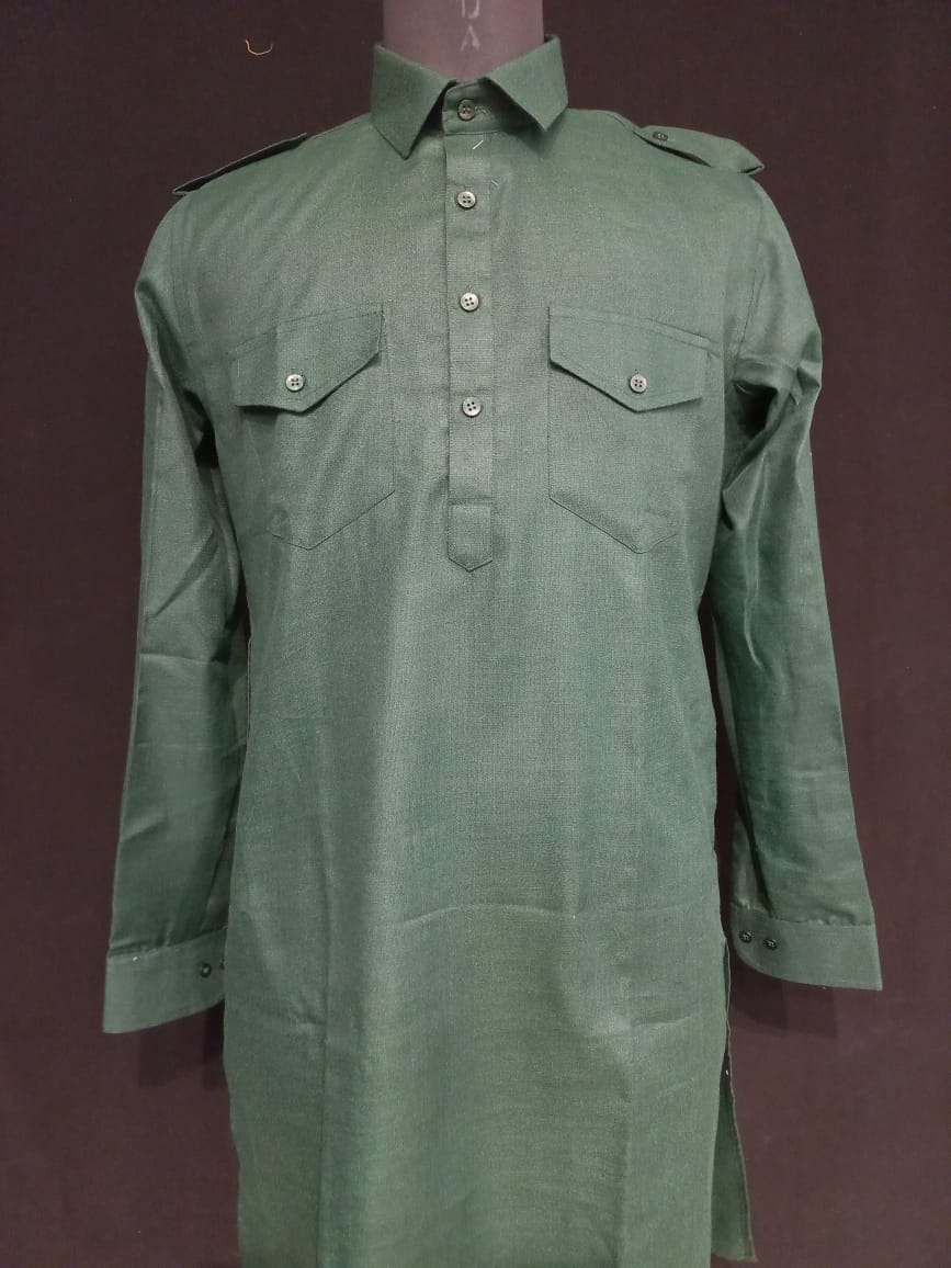 Graceful Green Color Swiss Cotton Men's Pathani Suits