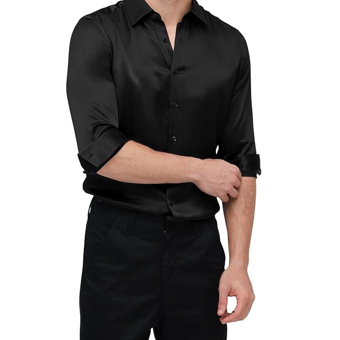Black Colored Silk Formal Shirt In Yuma