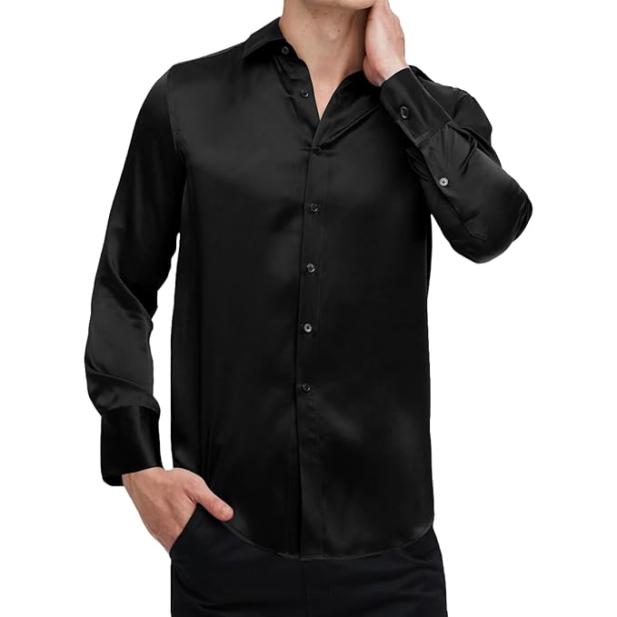 Black Colored Silk Formal Shirt In USA