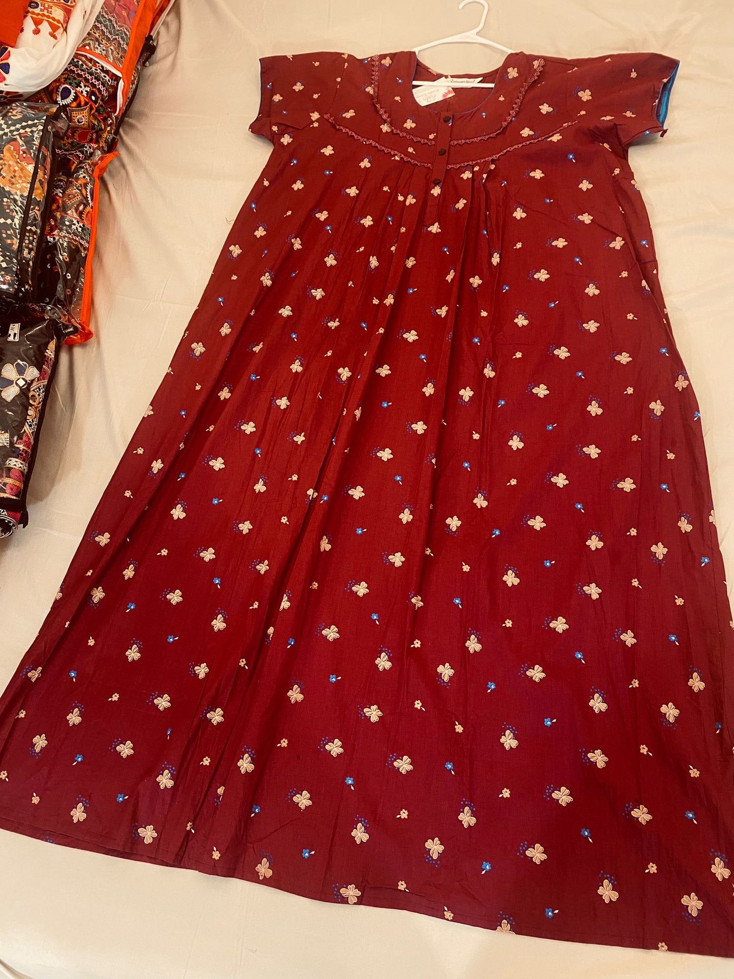 Comfy Red With Blue and Yellow Flower Nighty In Gilbert