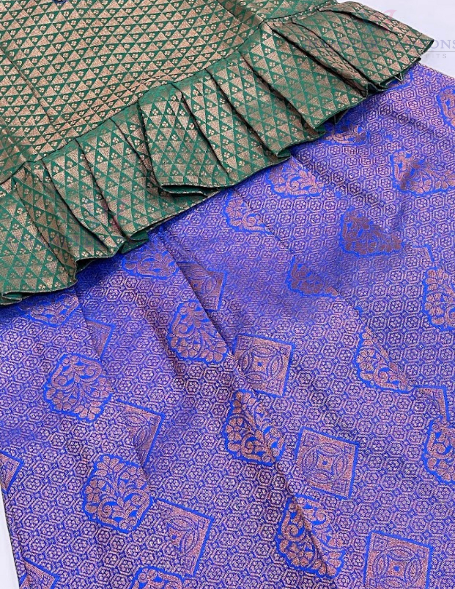 Green And Blue Color Stone Work With Silk Langa set Indian Ethnic Wear