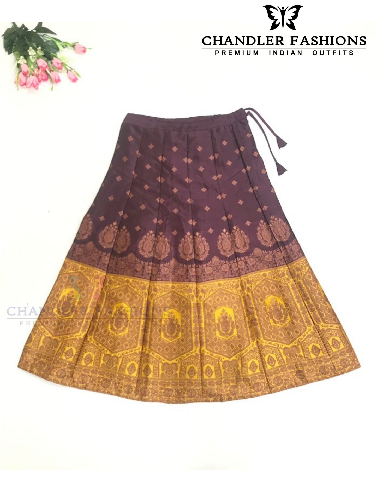 Yellow And Maroon Color Art Silk With Embroidery And Mirror Work Choli Set In Yuma