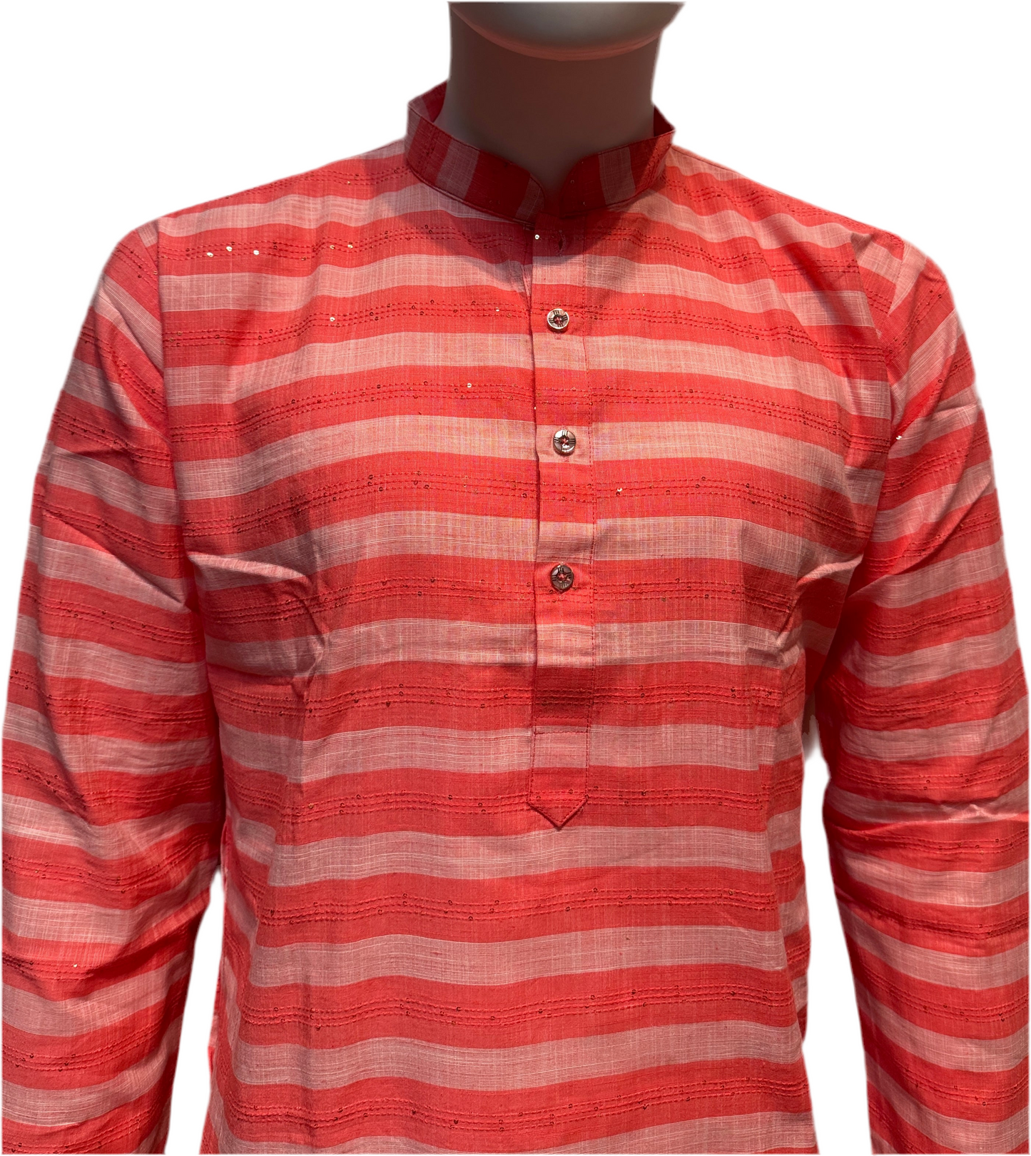 Elegant Red Color Cotton Kurta With Pajama For Men