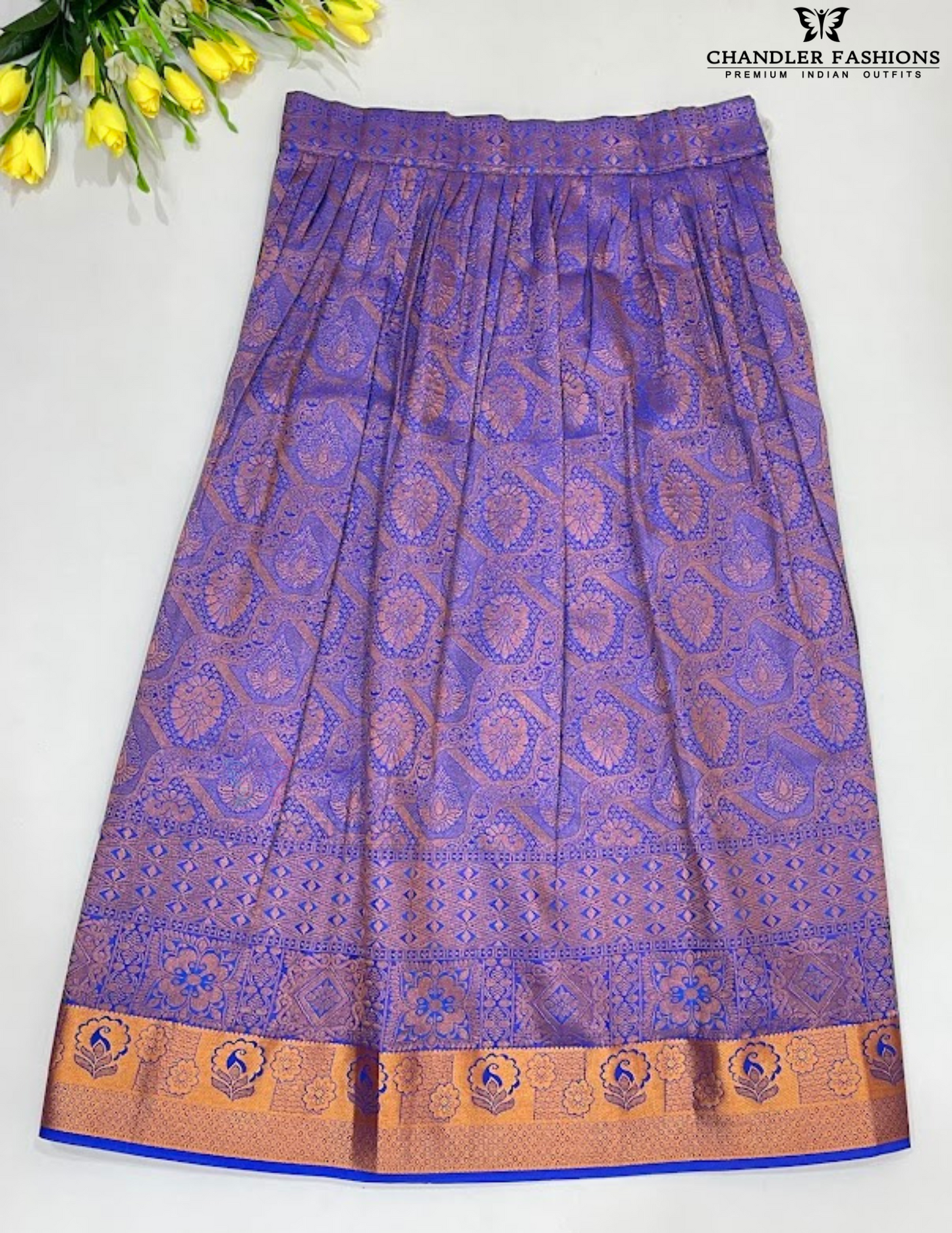 Graceful Pink And Blue Color Stone Work With Silk Langa set In USA