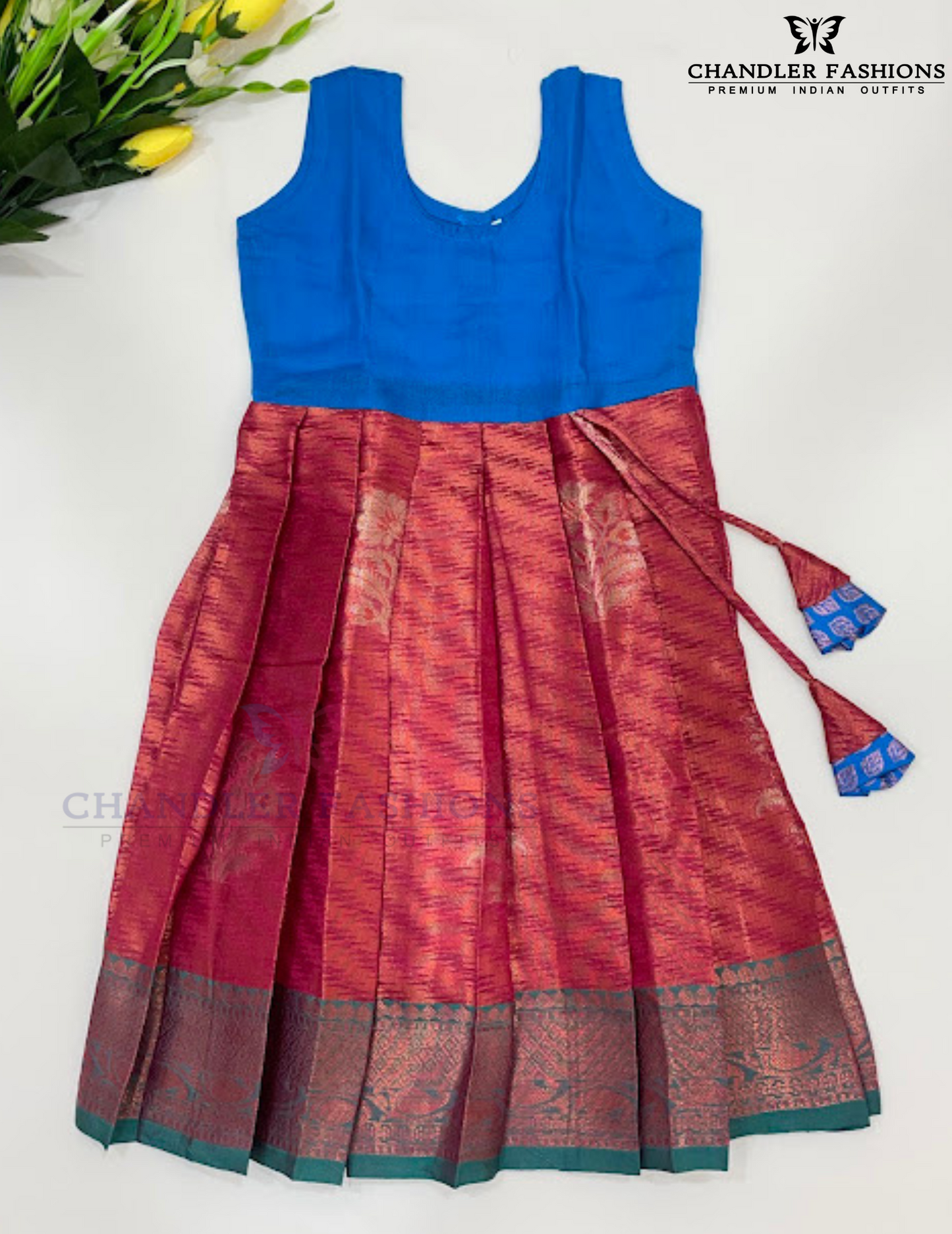 Blue And Pink Color Art Silk Langa Sets In Yuma