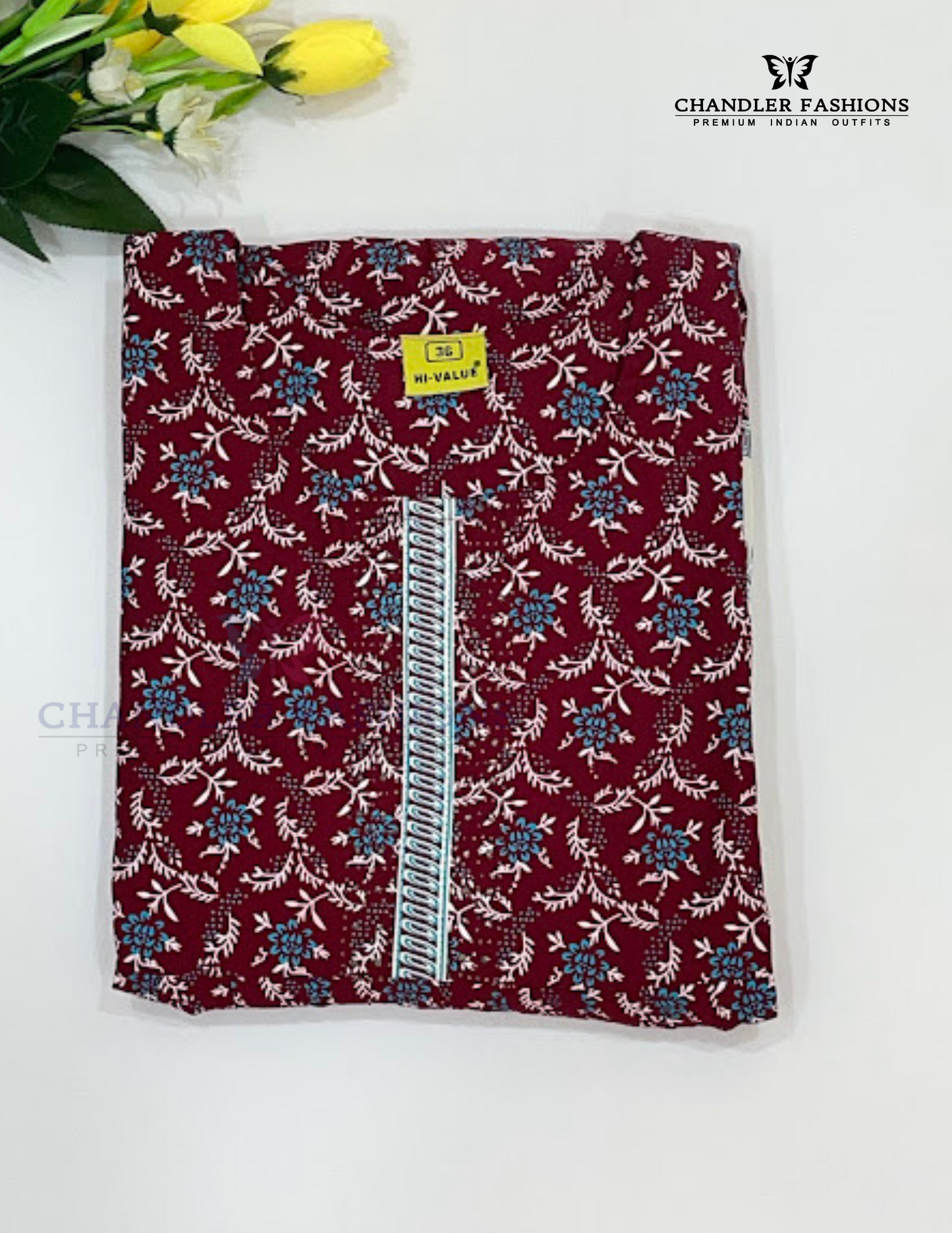 Maroon Color Poly Cotton With Printed Work Kurti In USA