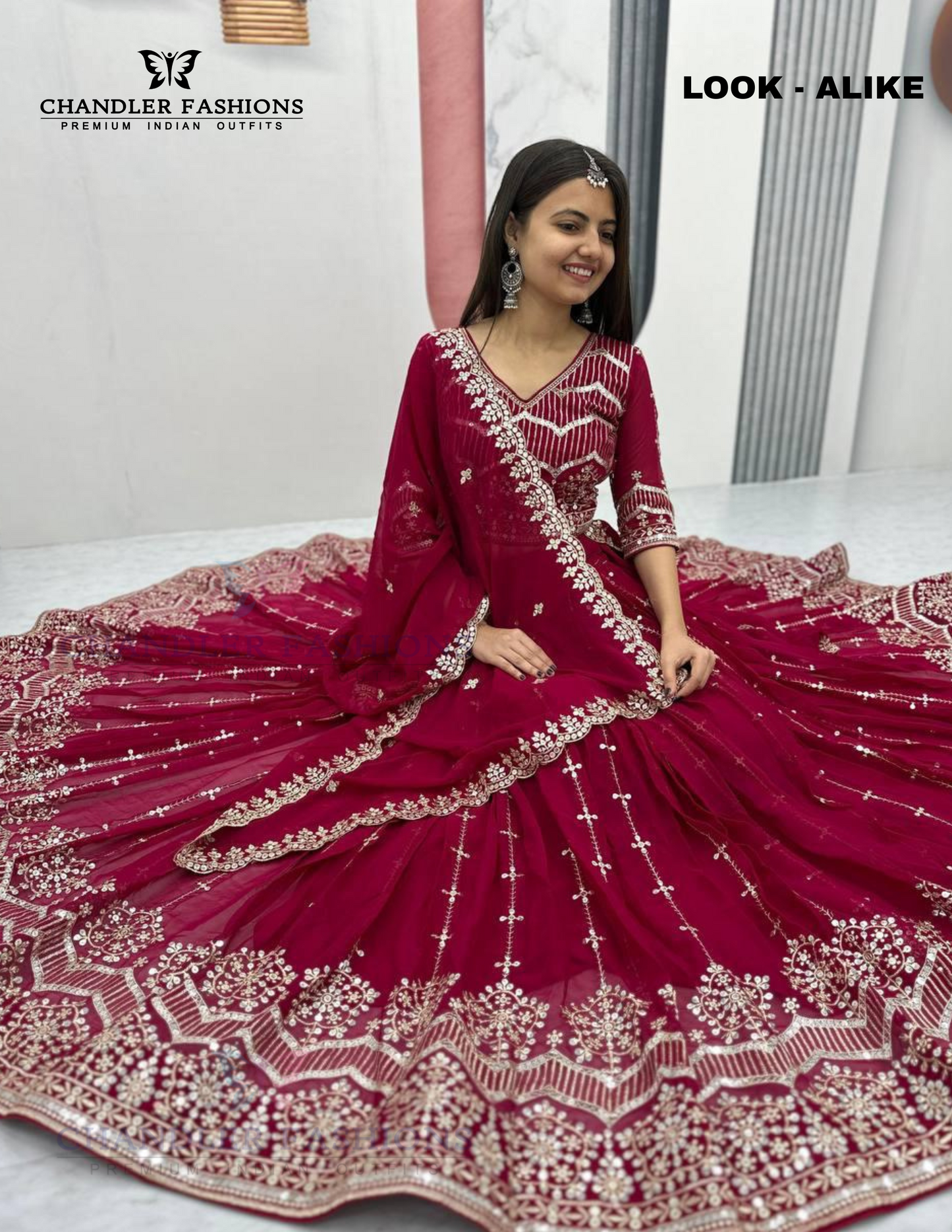 Exquisite Red Color Georgette Lehenga Choli With Embroidery Work In Suncity