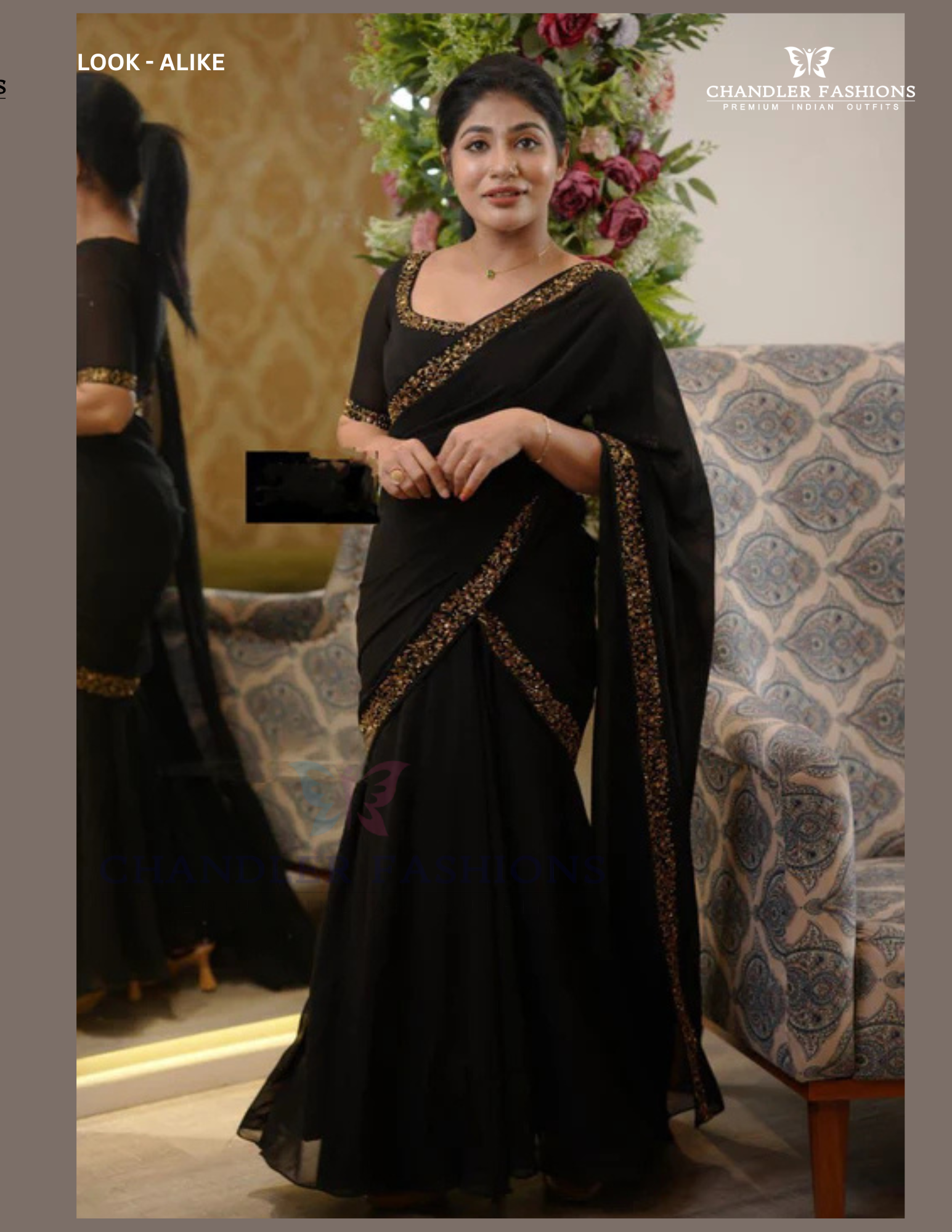 Elegant Black Color Ready To Wear One Minute Georgette Embroidery Gown Saree