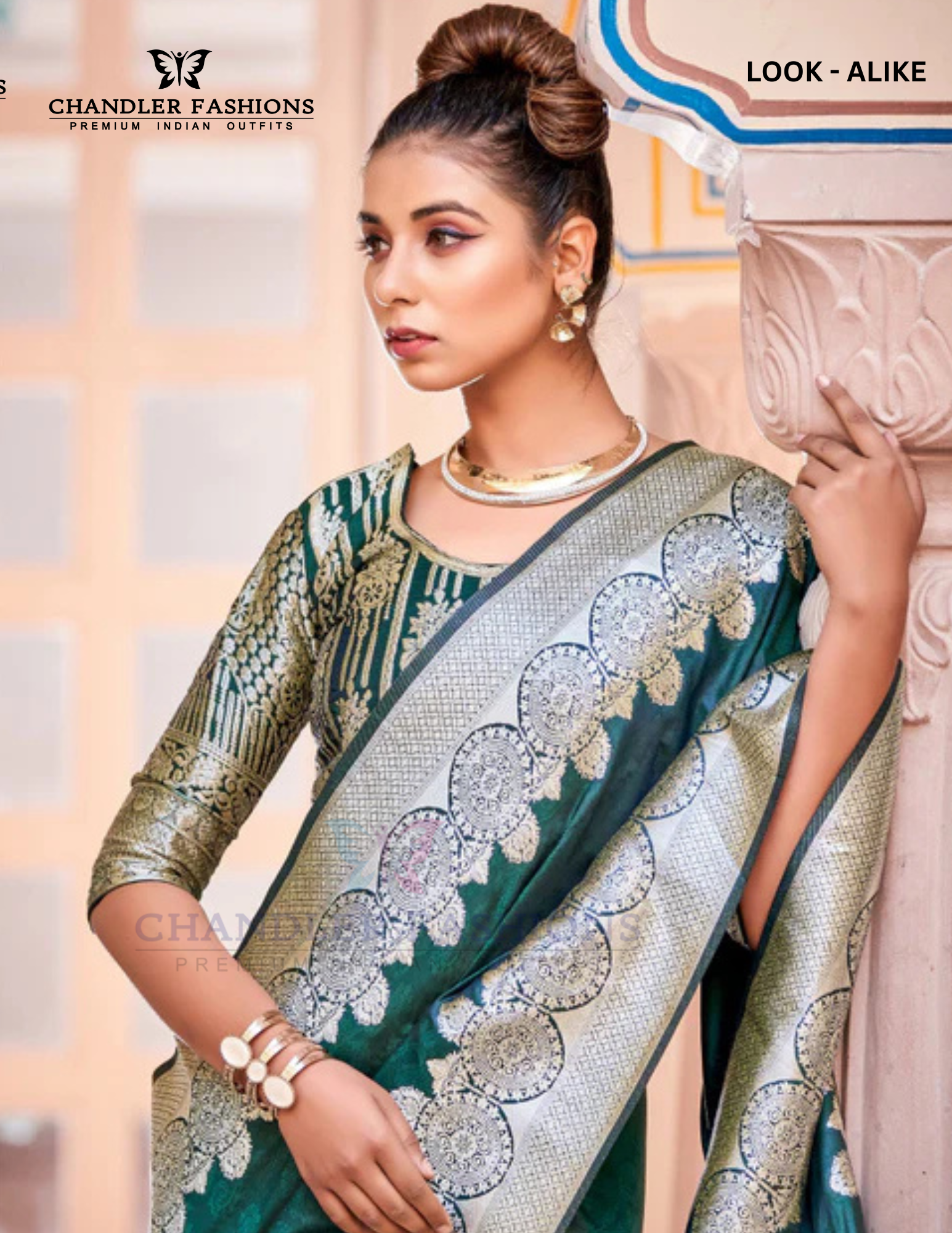 Dark Green Colored Banarasi Soft Silk Designer Printed Work Sarees Near Me