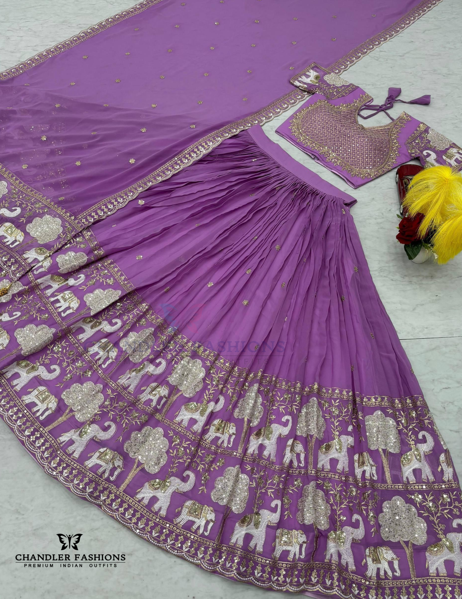 Purple Color Georgette Embroidery Work Lehenga Choli With Dupatta In USA