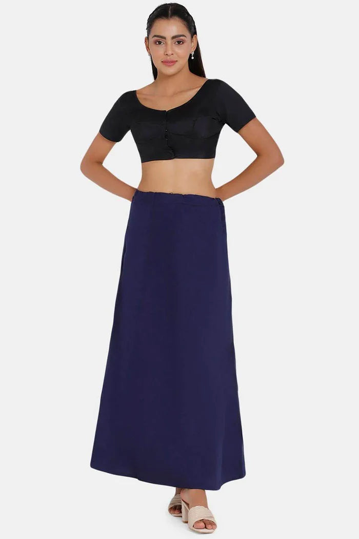 Attractive Dark Blue Colored Cotton Readymade Petticoat For Women