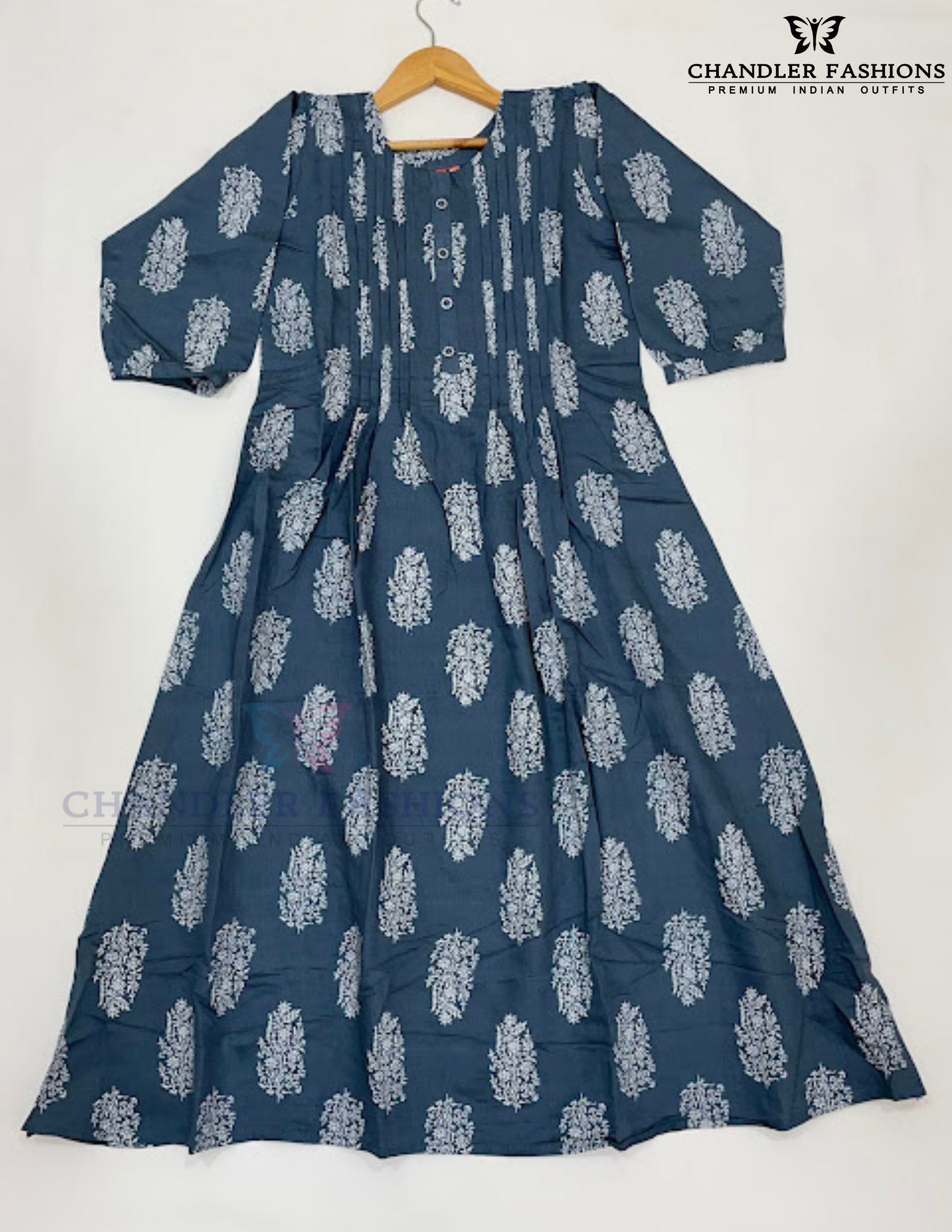 Gray Color Poly Cotton With Printed Work Kurti Near Me