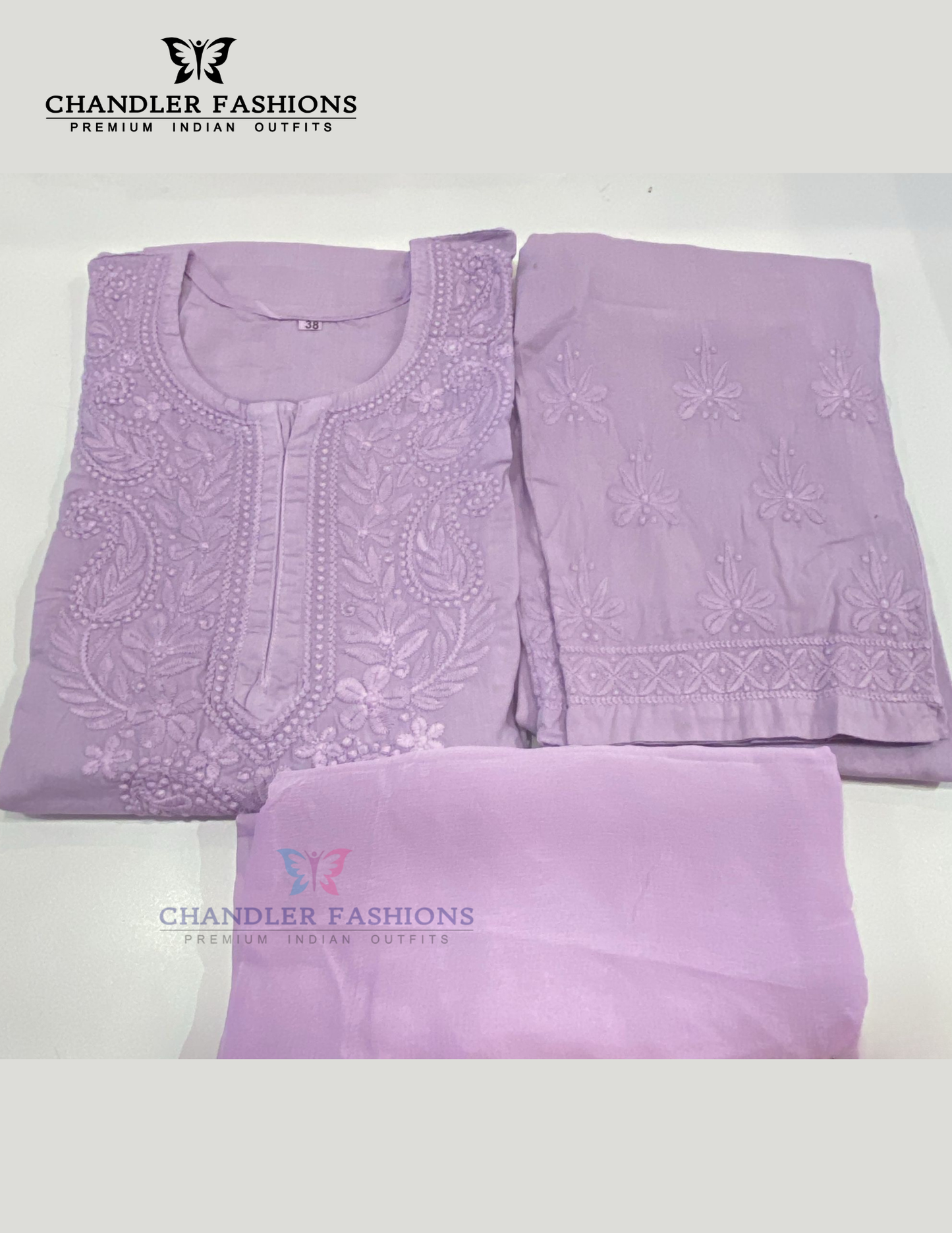 Wonderful Lavender Color Cotton With Chikankari Work Palazzo Suits For Women