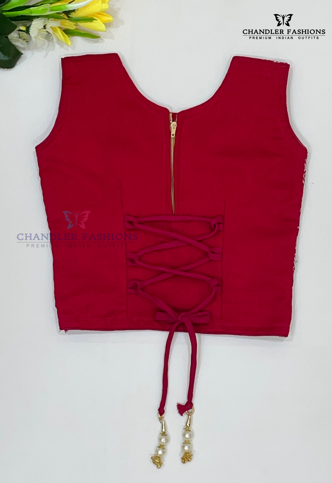 Attractive Red Colored Georgette Choli Sets With Stone Work In Glendale