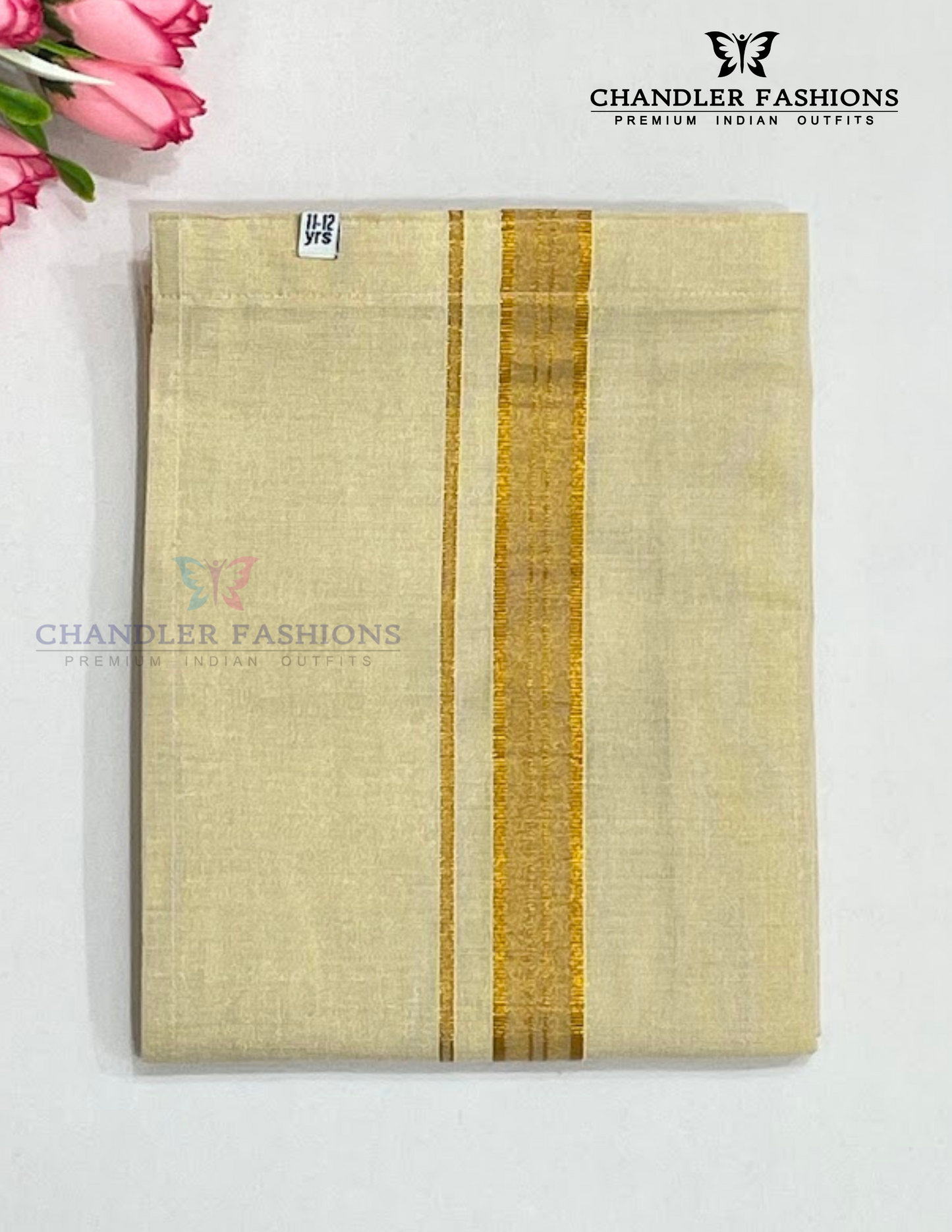 Sandal Color Cotton Shirt With Tissue Zari Work Dhoti Set In Mesa