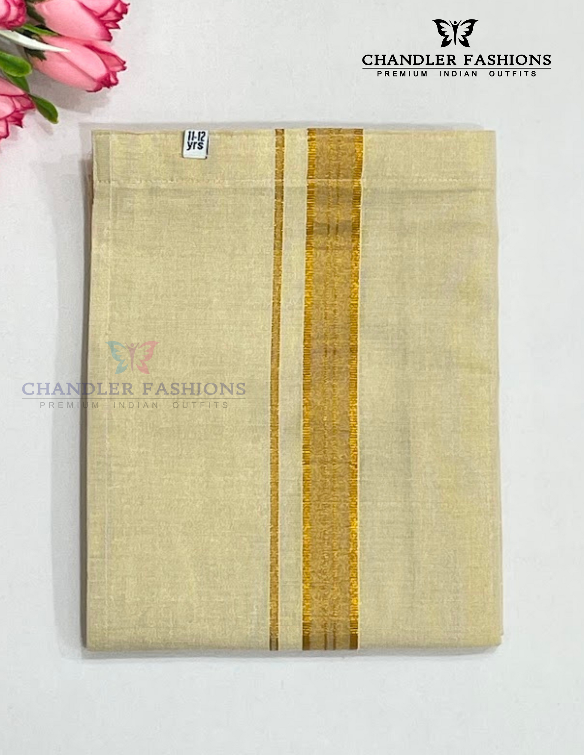 Sandal Color Cotton Shirt With Tissue Zari Work Dhoti Set In Mesa