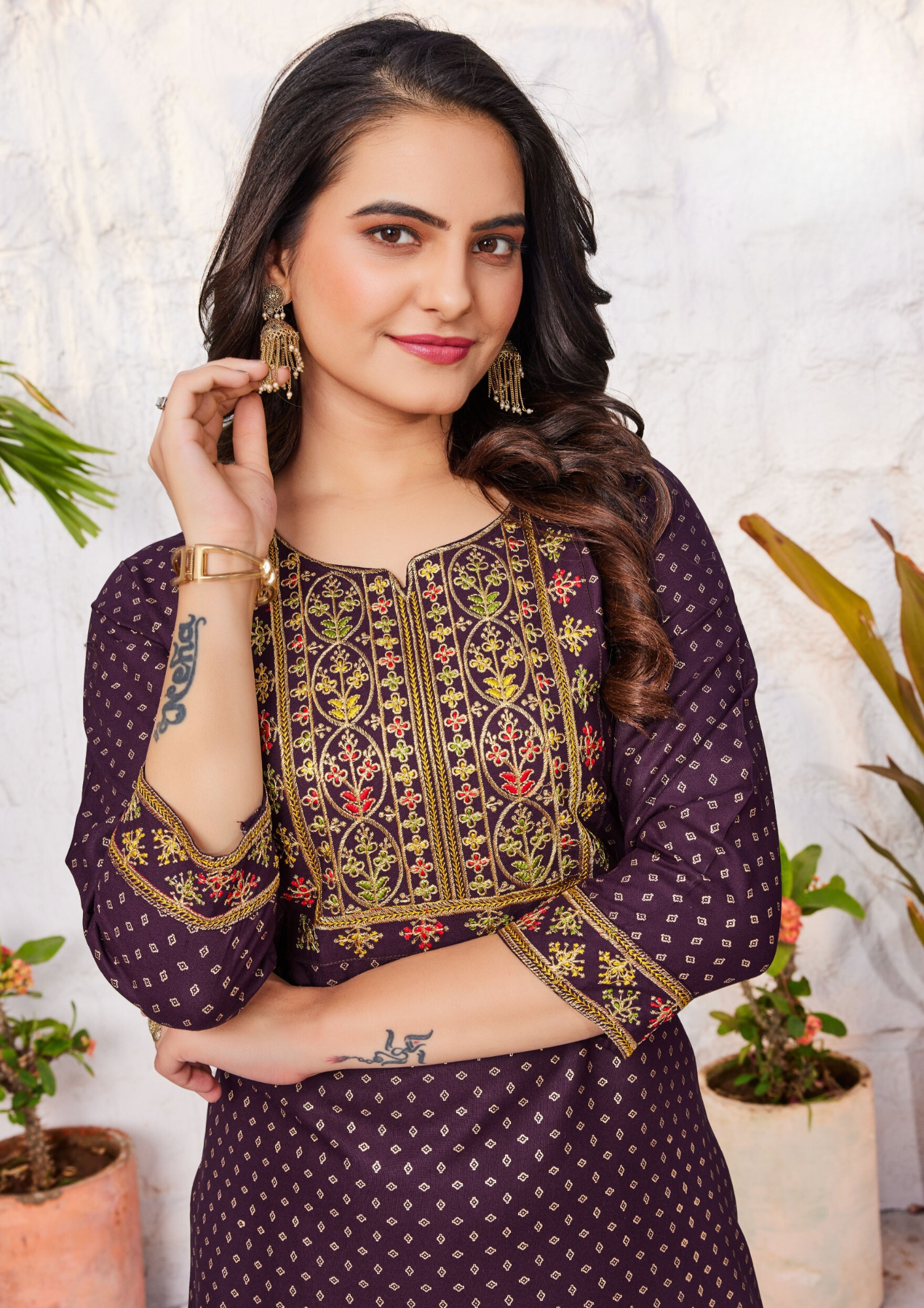 Beautiful Purple Colored Rayon Kurti Near Me