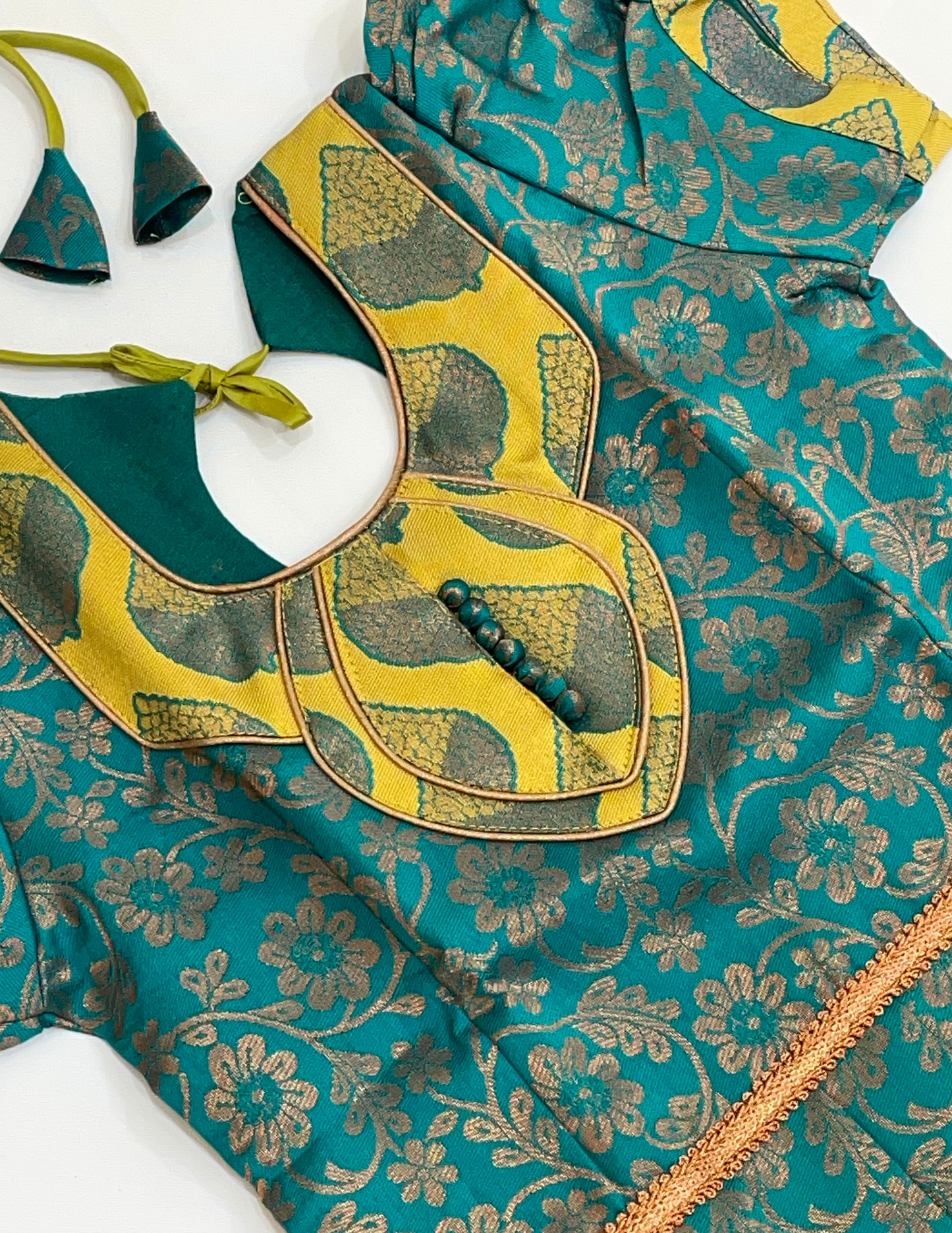 Charming Rama Green Color Silk Langa Set In Happy Jack