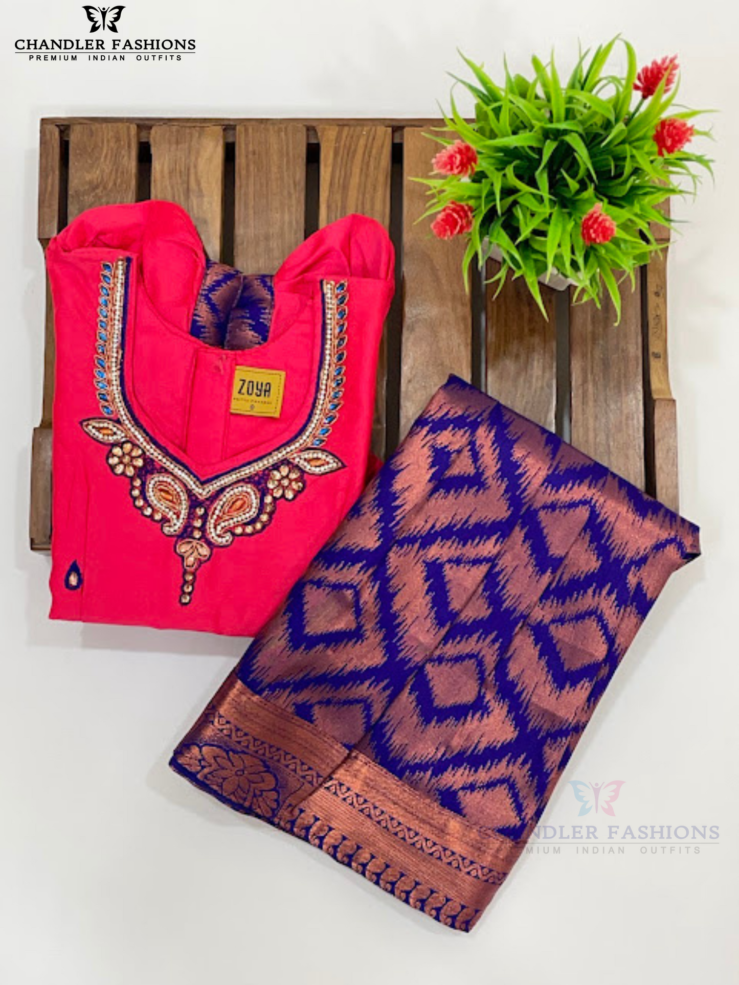 Pretty Pink And Blue Color Art Silk Langa Sets Near Me