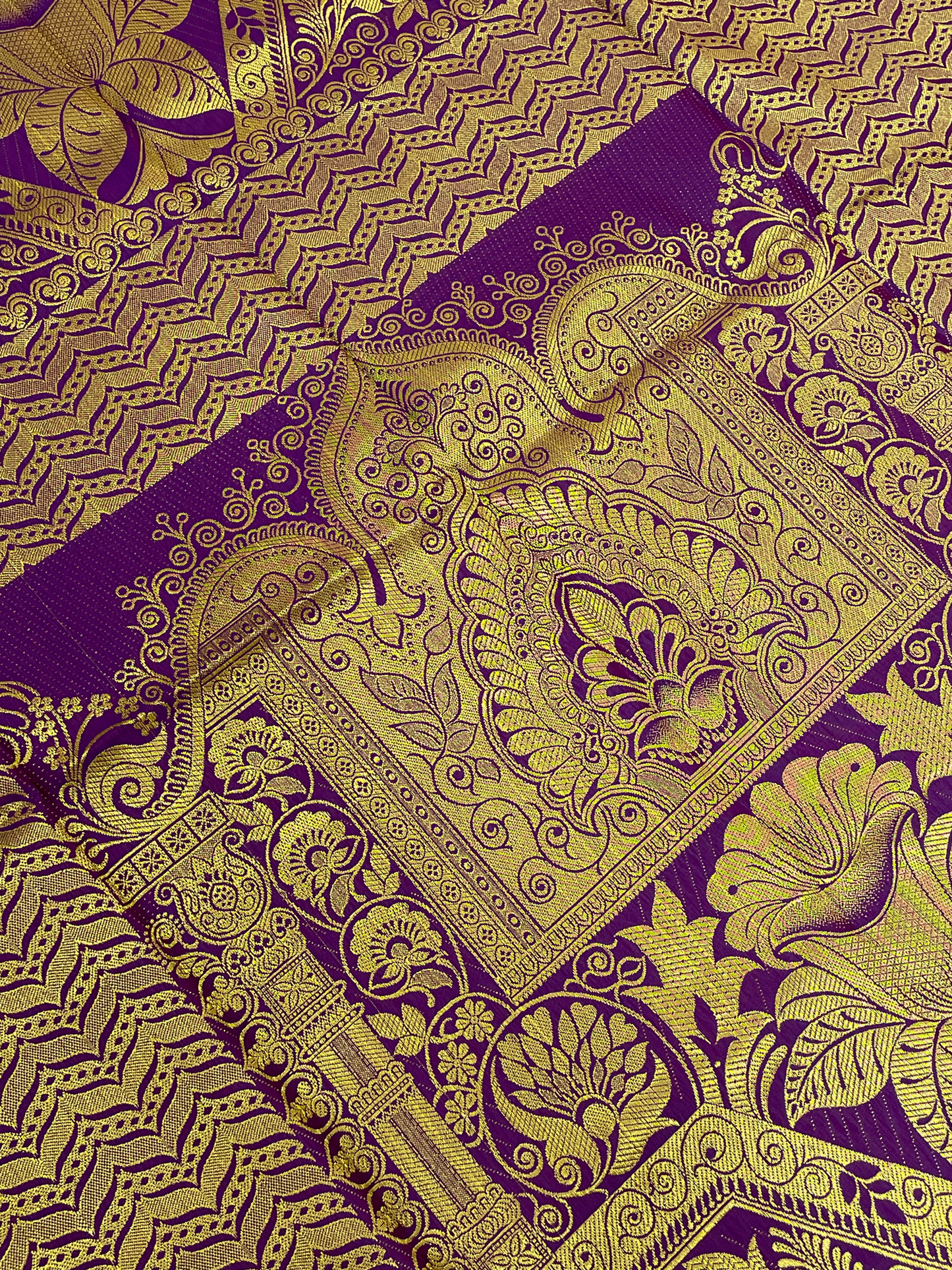 Wonderful Dark Purple Color Silk Shawl With Golden Zari Work In Phoenix
