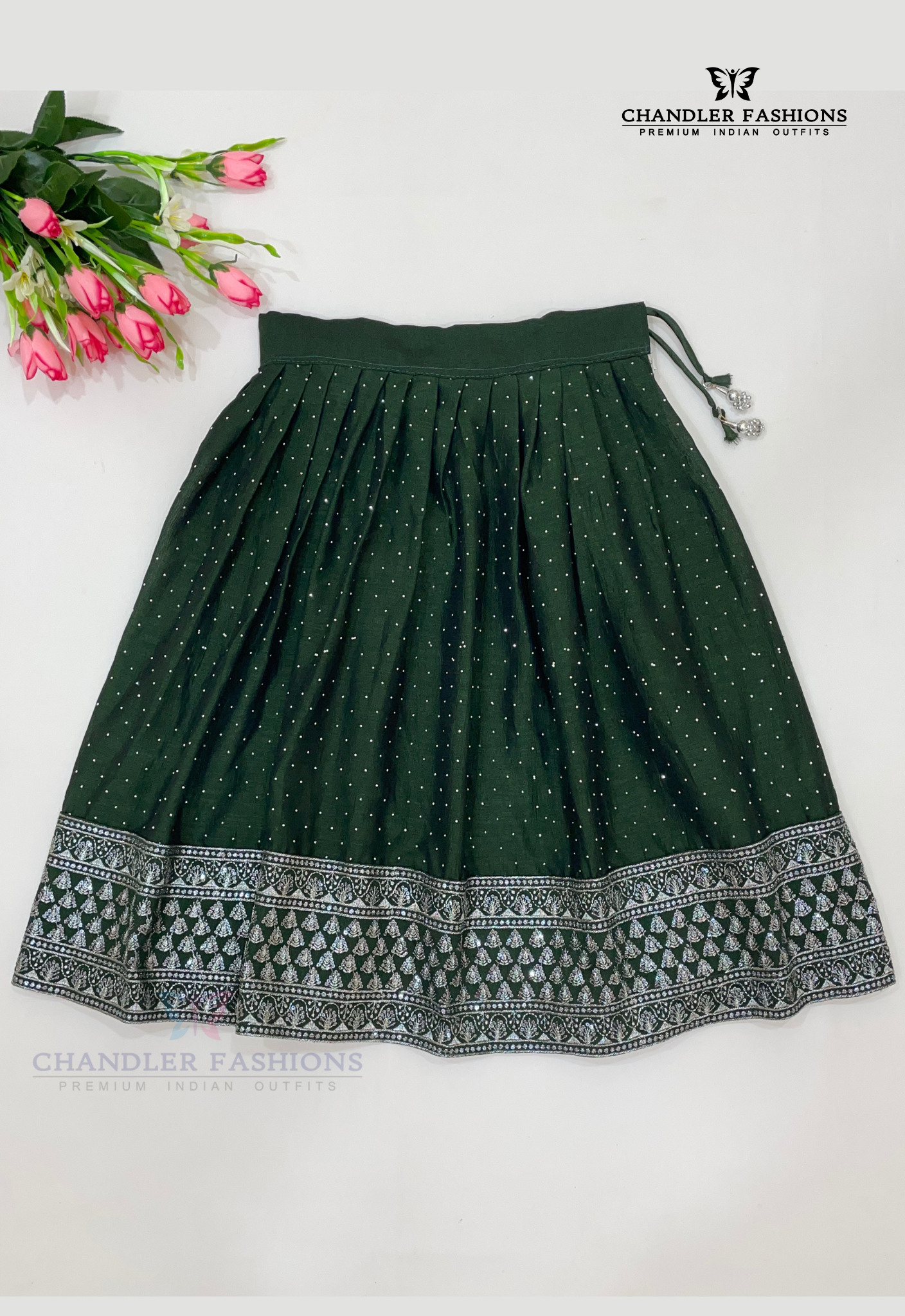 Attractive Dark Green Colored Silk Choli Sets In Phoenix