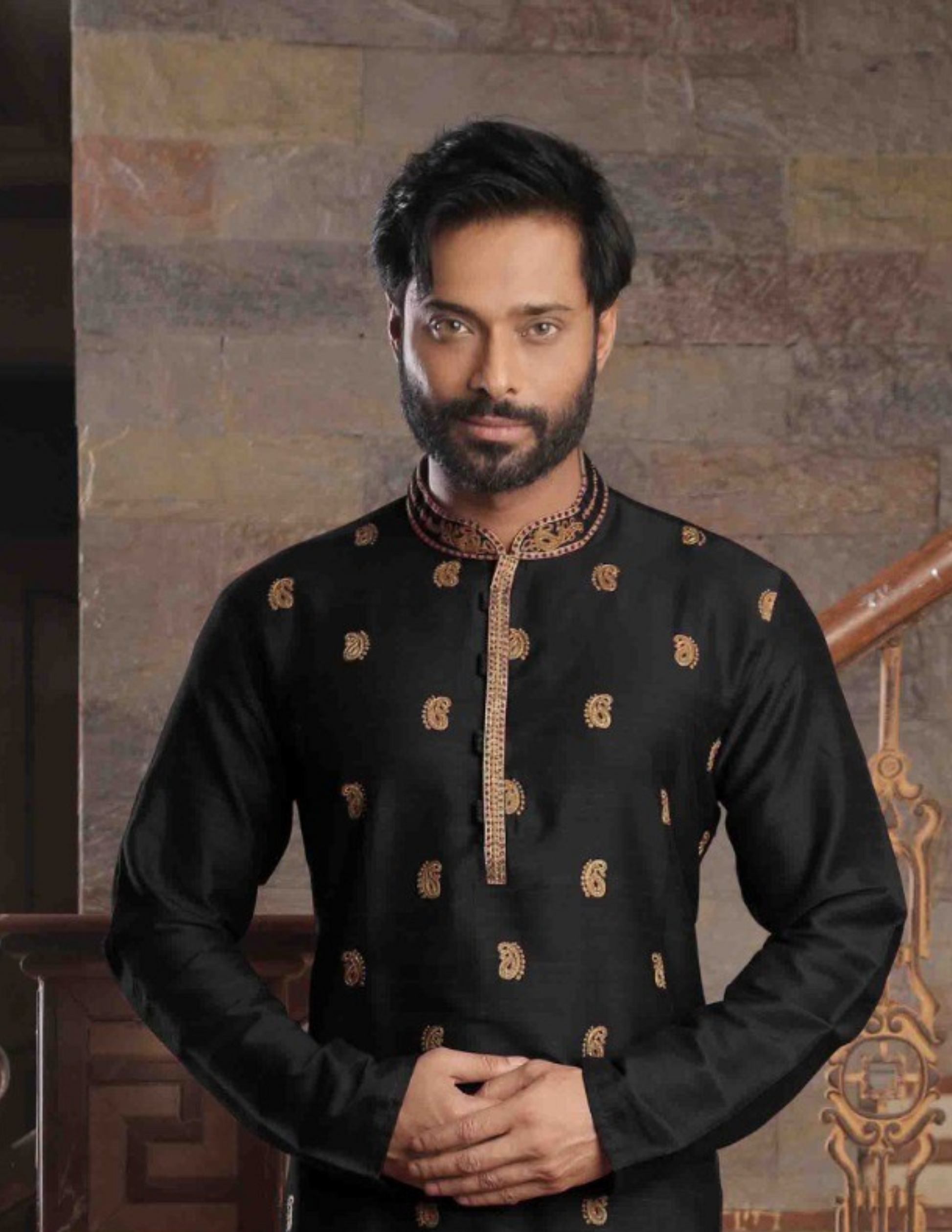 Magnificent Black With Gold Colored Embroidery Work Near Me