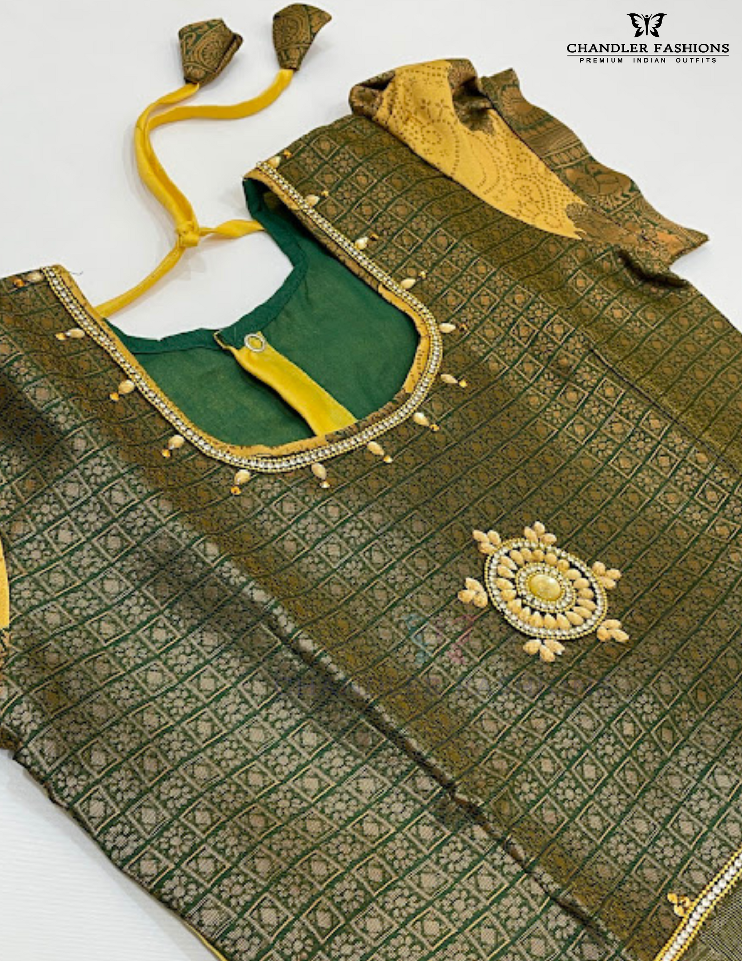 Green Color Art Silk Langa Sets For Girls In Yuma